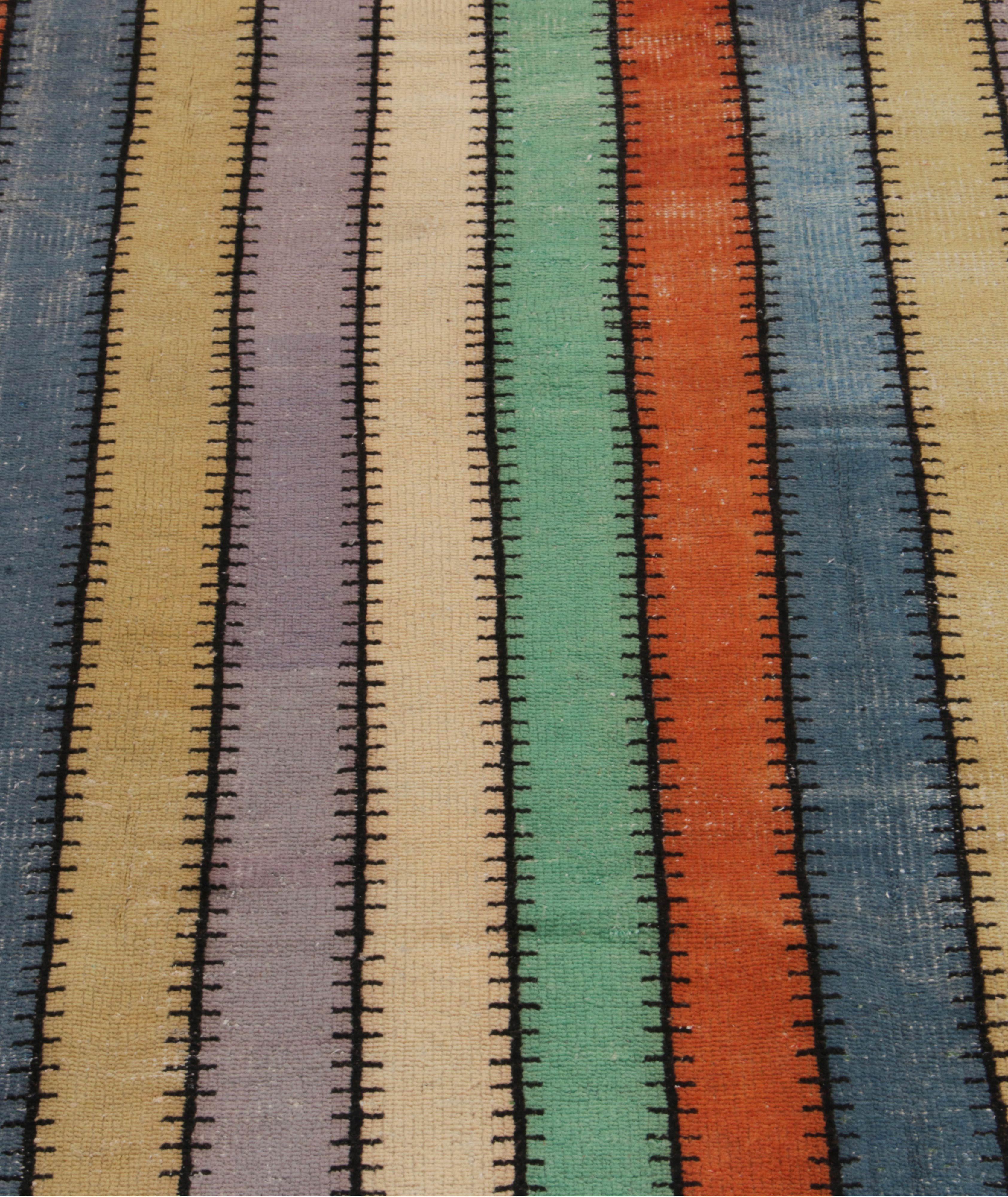 Tapis d’époque d’aspect usé à rayures image 3