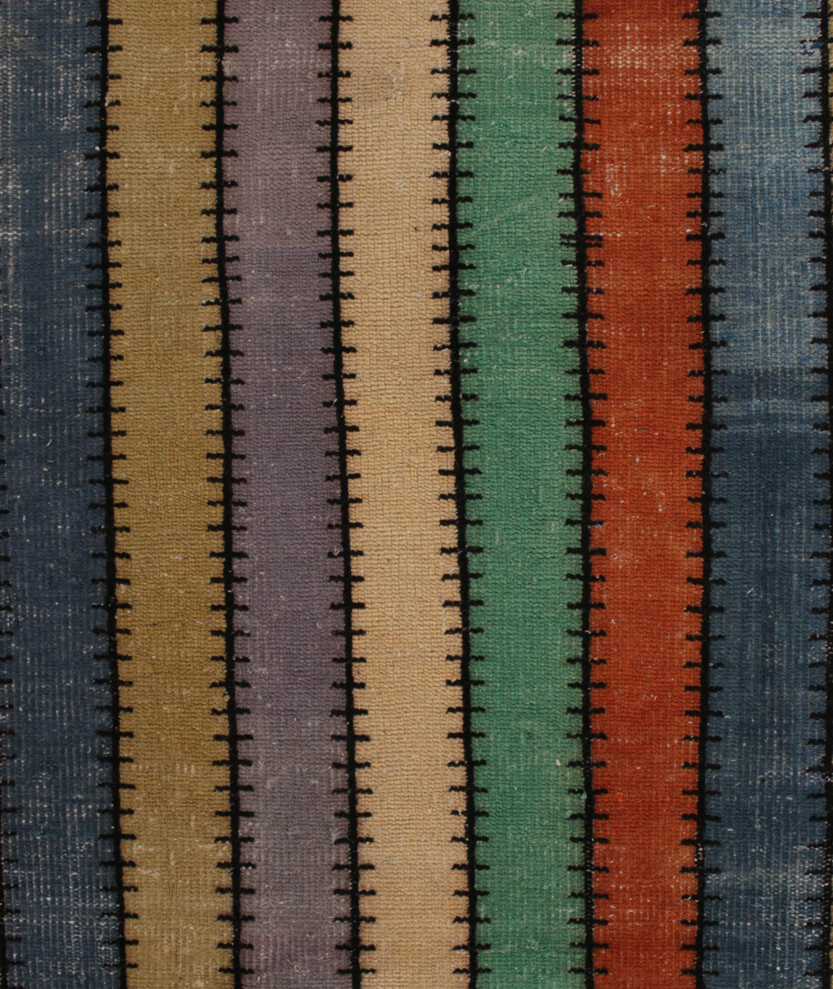 Tapis d’époque d’aspect usé à rayures image 4