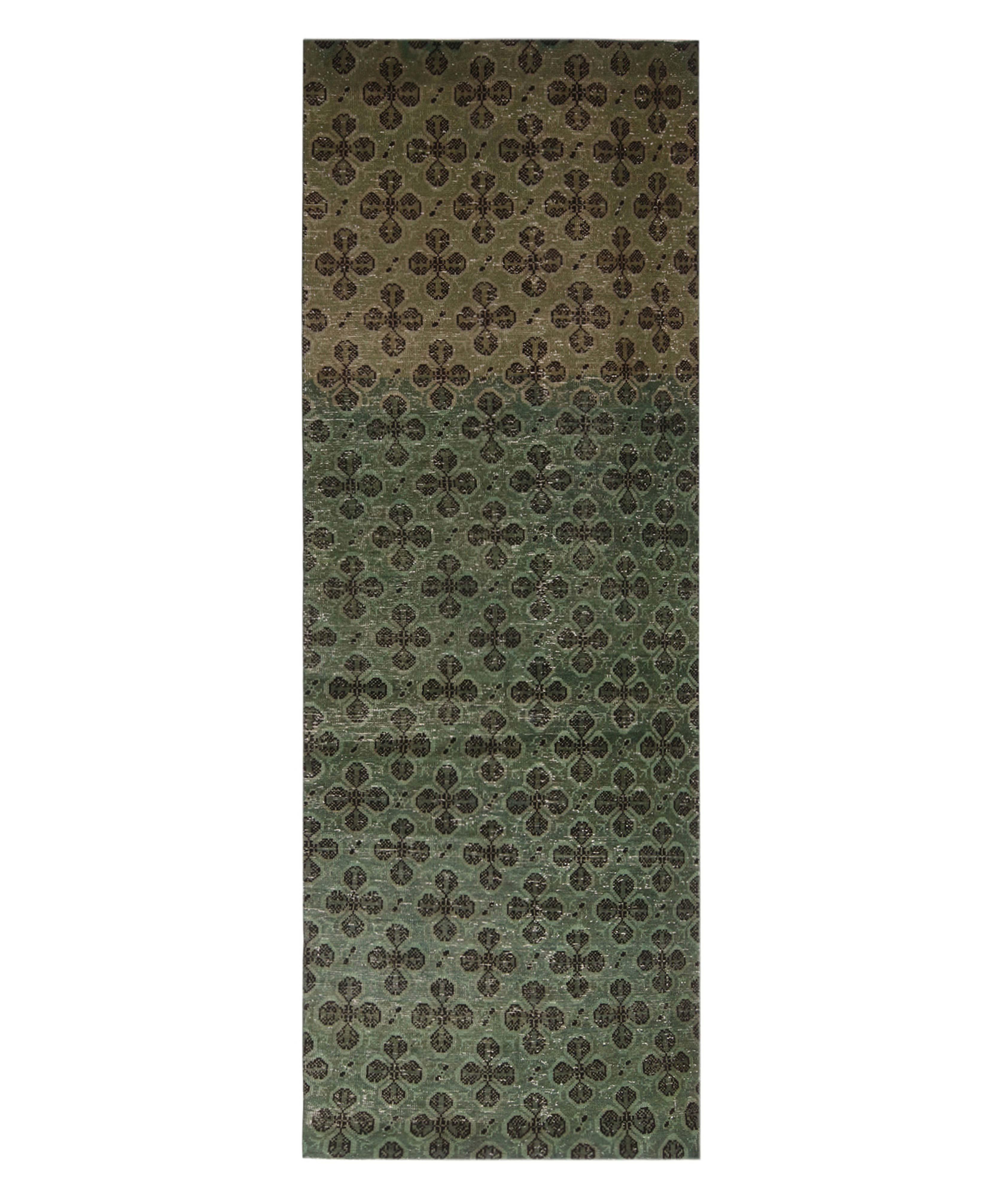 Vintage Green and Black Wool Runner 19925 image 1