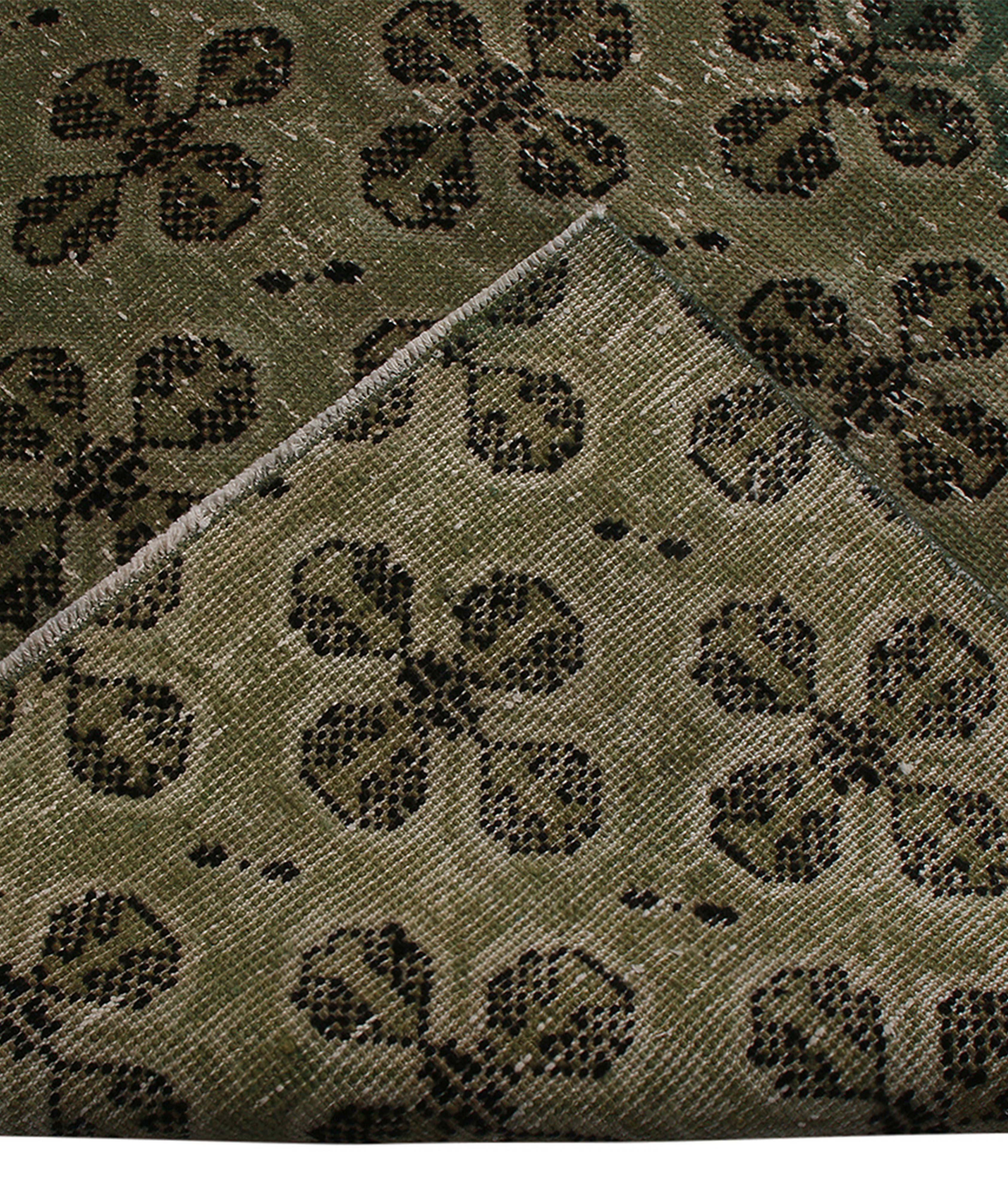 Vintage Green and Black Wool Runner 19925 image 2