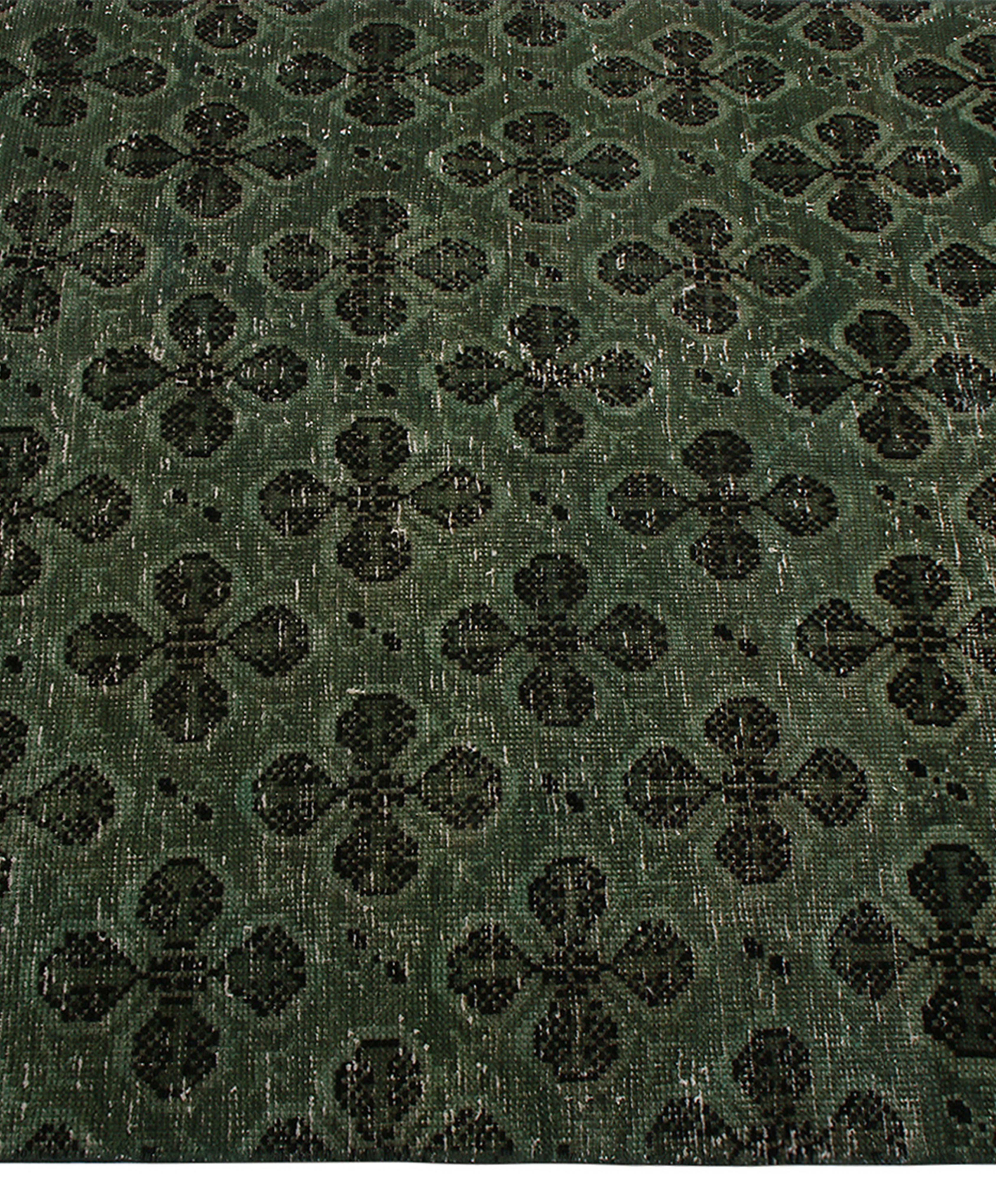 Vintage Green and Black Wool Runner 19925 image 3