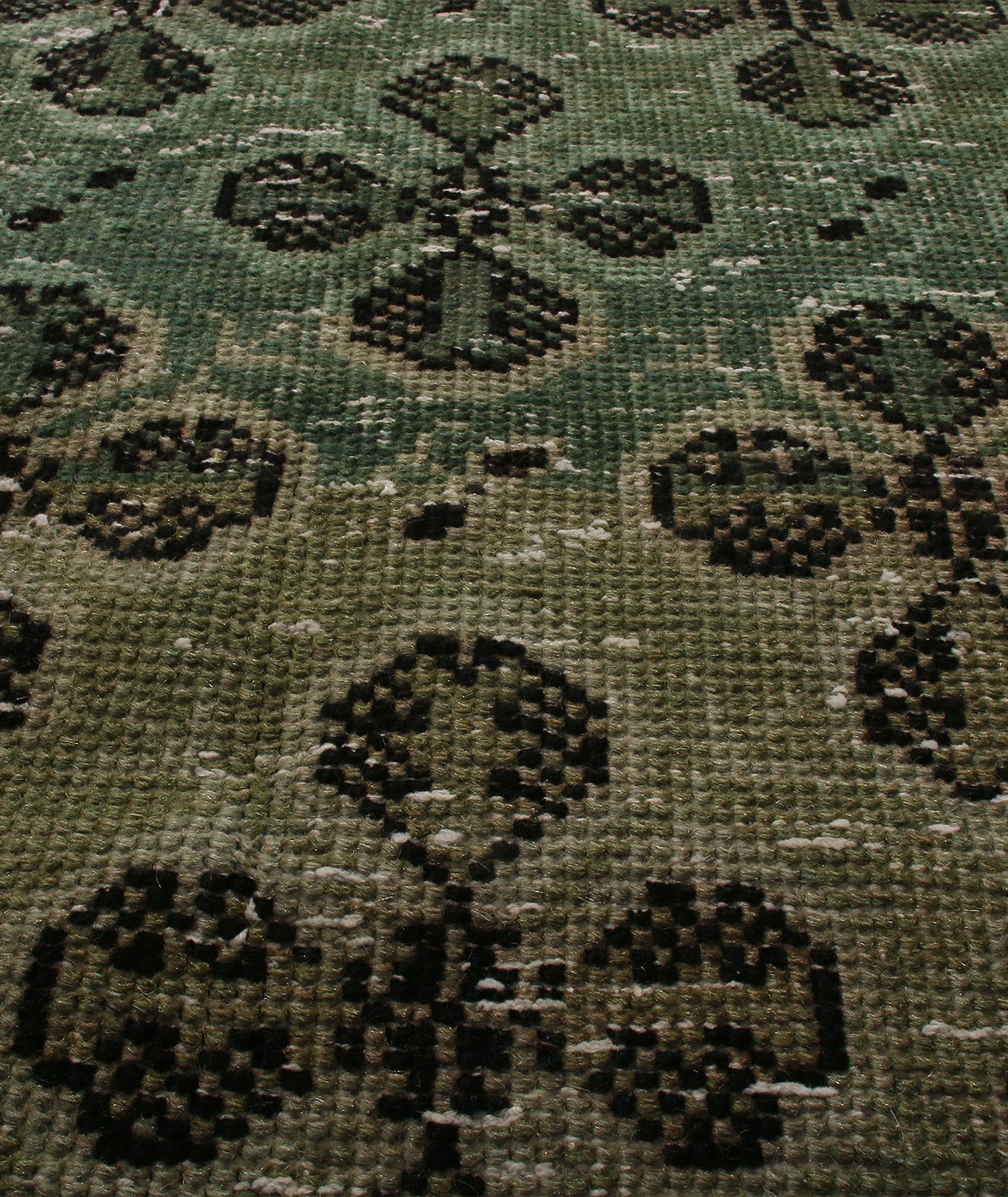 Vintage Green and Black Wool Runner 19925 image 4