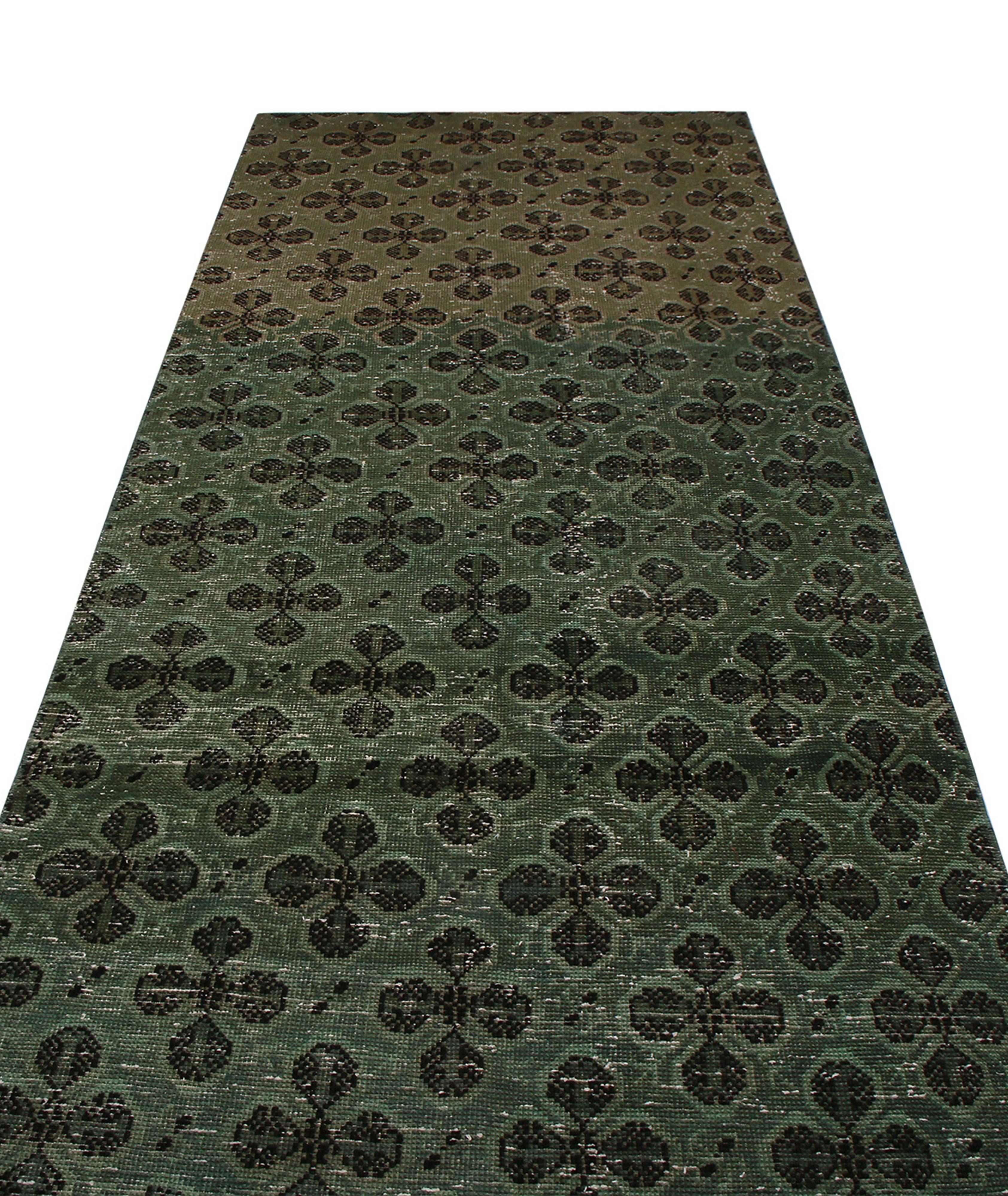 Vintage Green and Black Wool Runner 19925 image 6