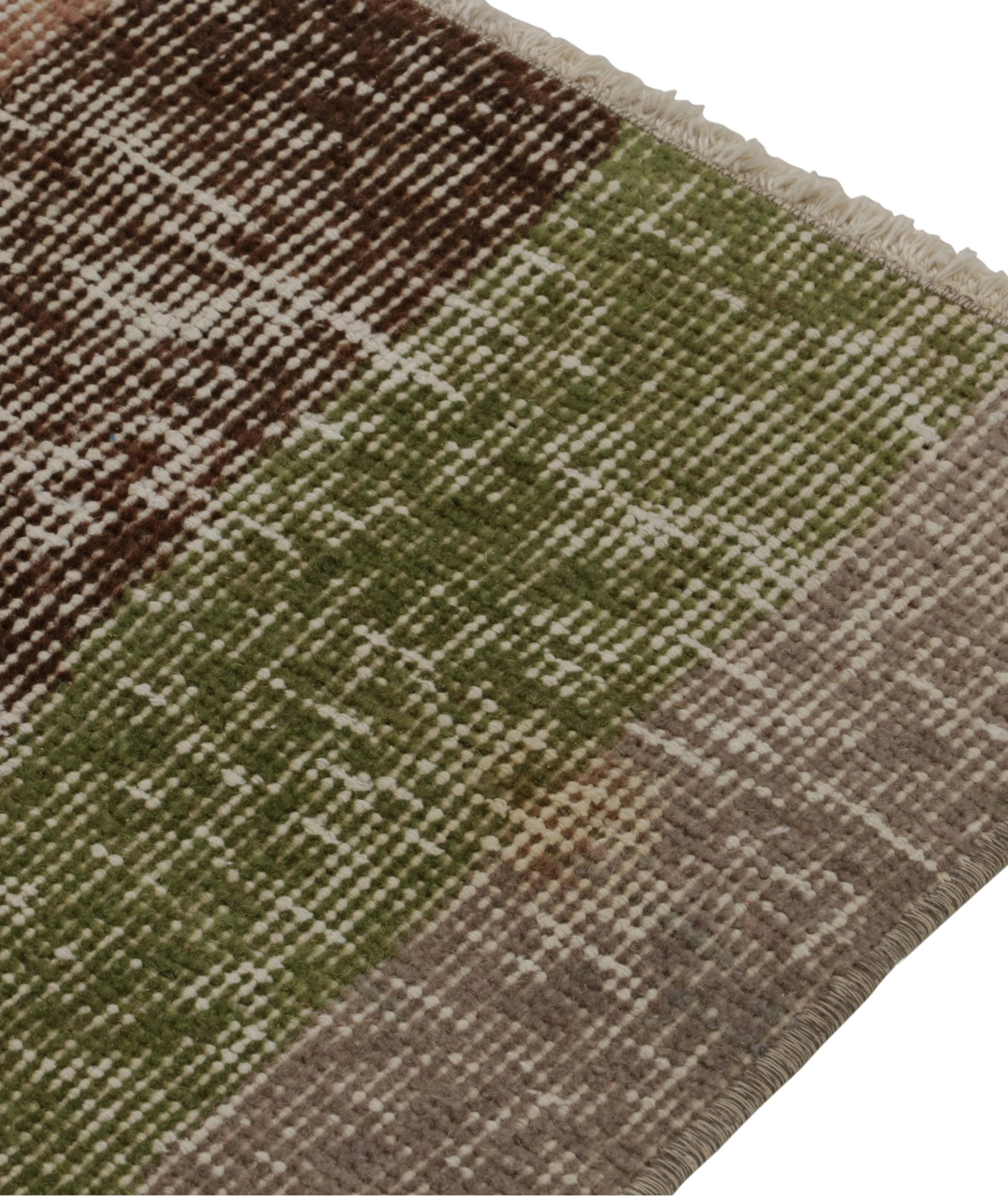 1960s Vintage Distressed Runner in Rust, Beige-Brown and Green Stripes image 4