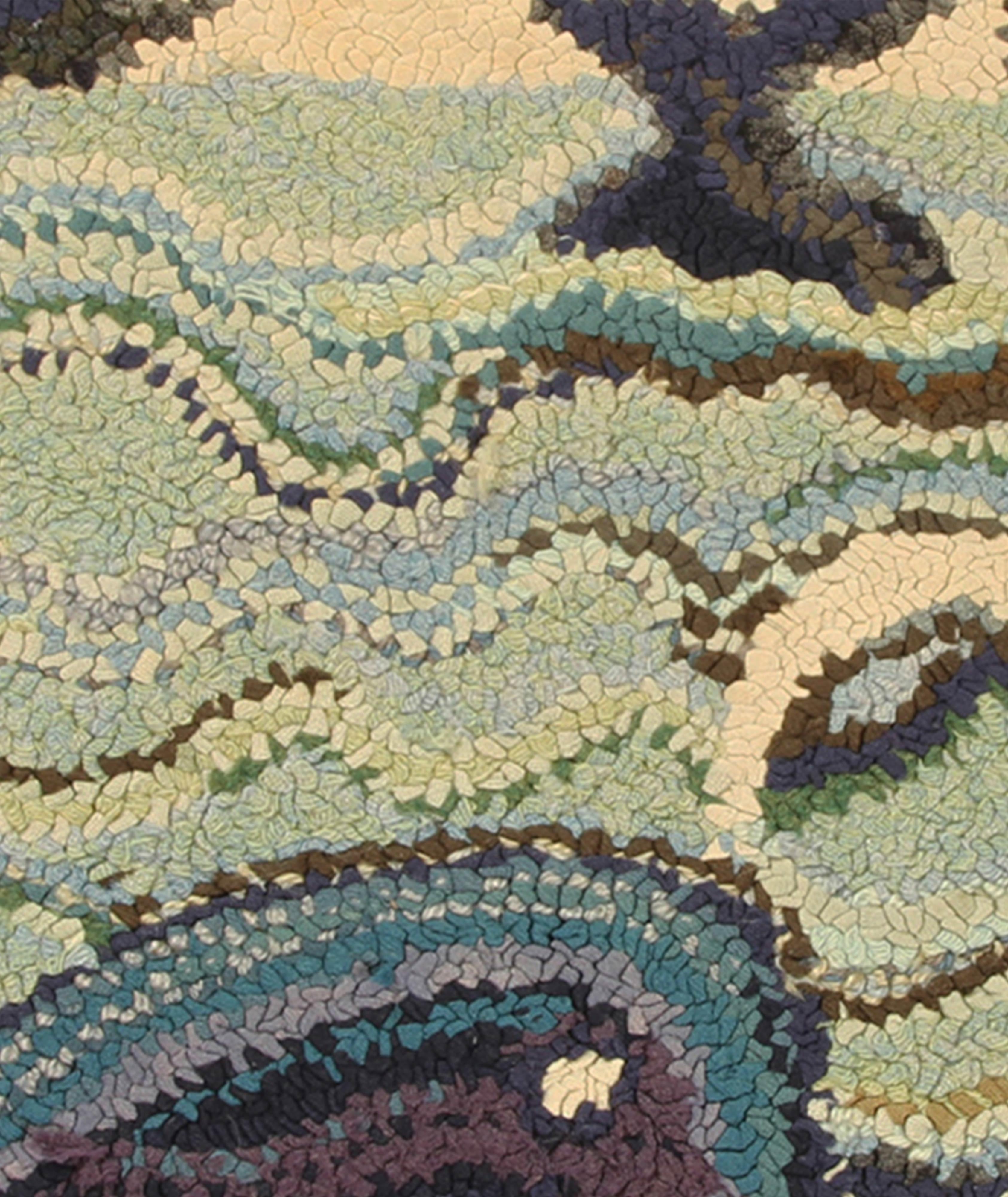 Antique Hand-Hooked Pictorial Rug – Whales 12754 image 0