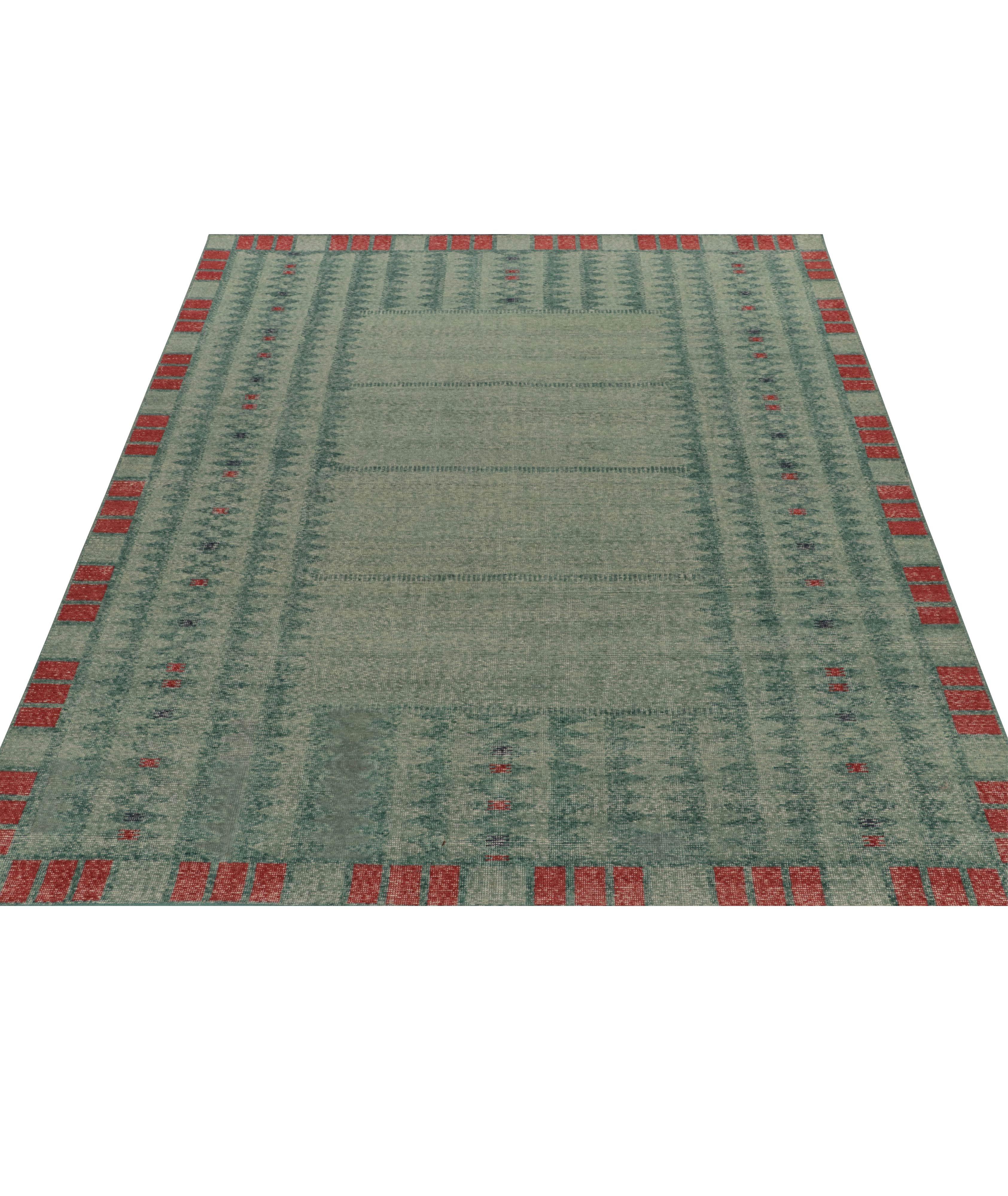 Distressed Swedish Deco Geometric Pattern Rug image 2