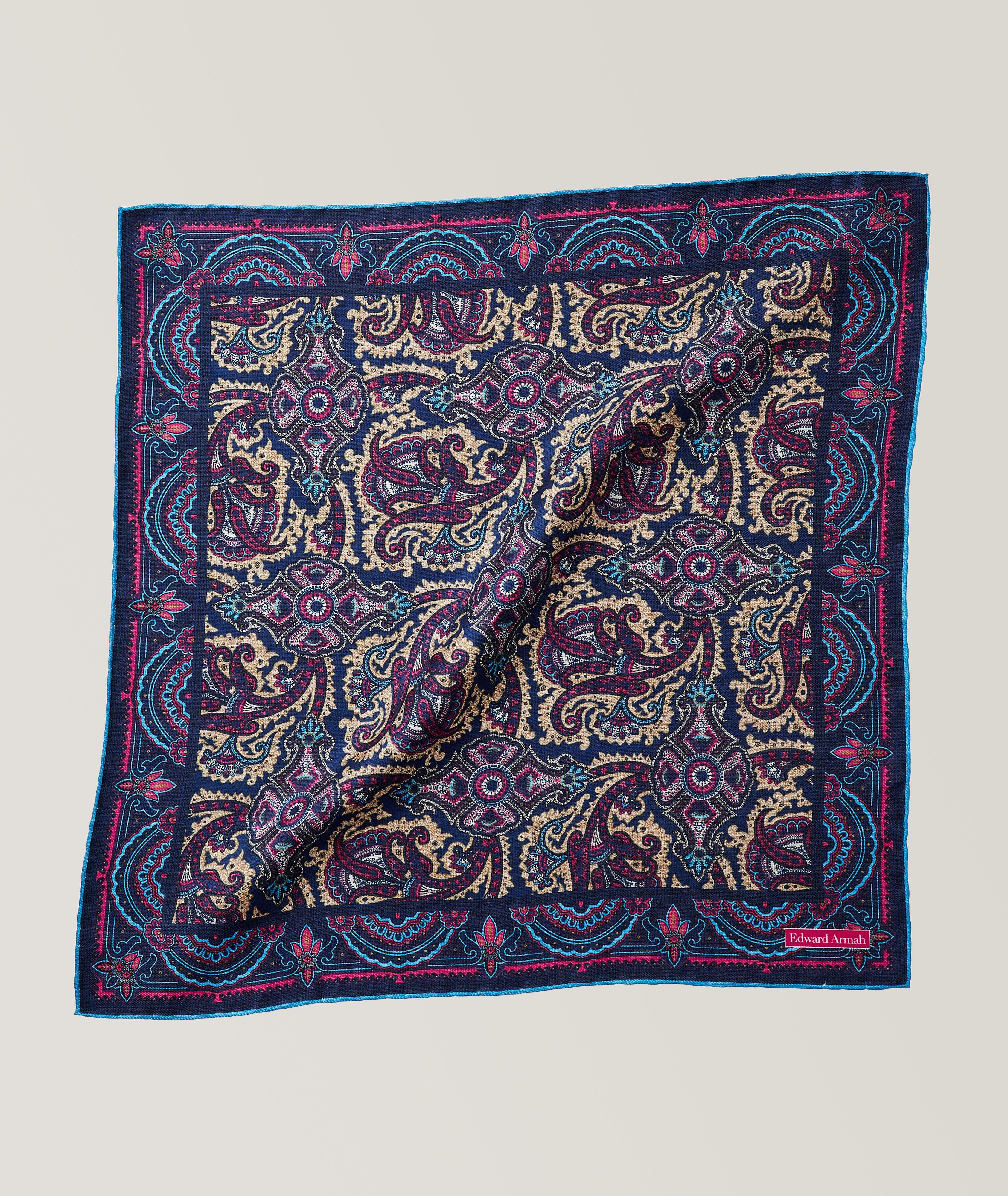 Paisley Patterned Silk Pocket Square image 0