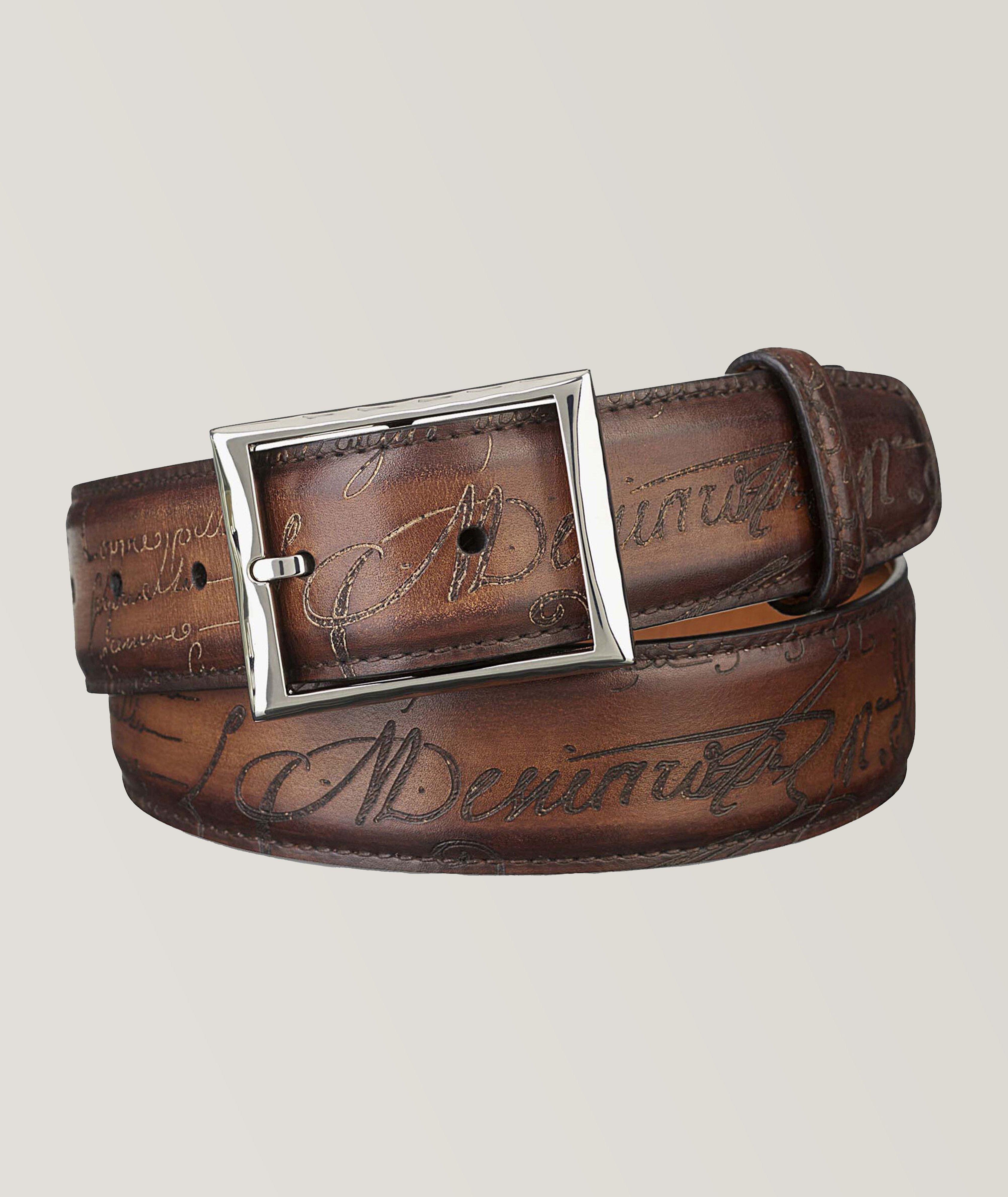 Berluti Classic Scritto Leather 35 mm Belt | Belts | Harry Rosen