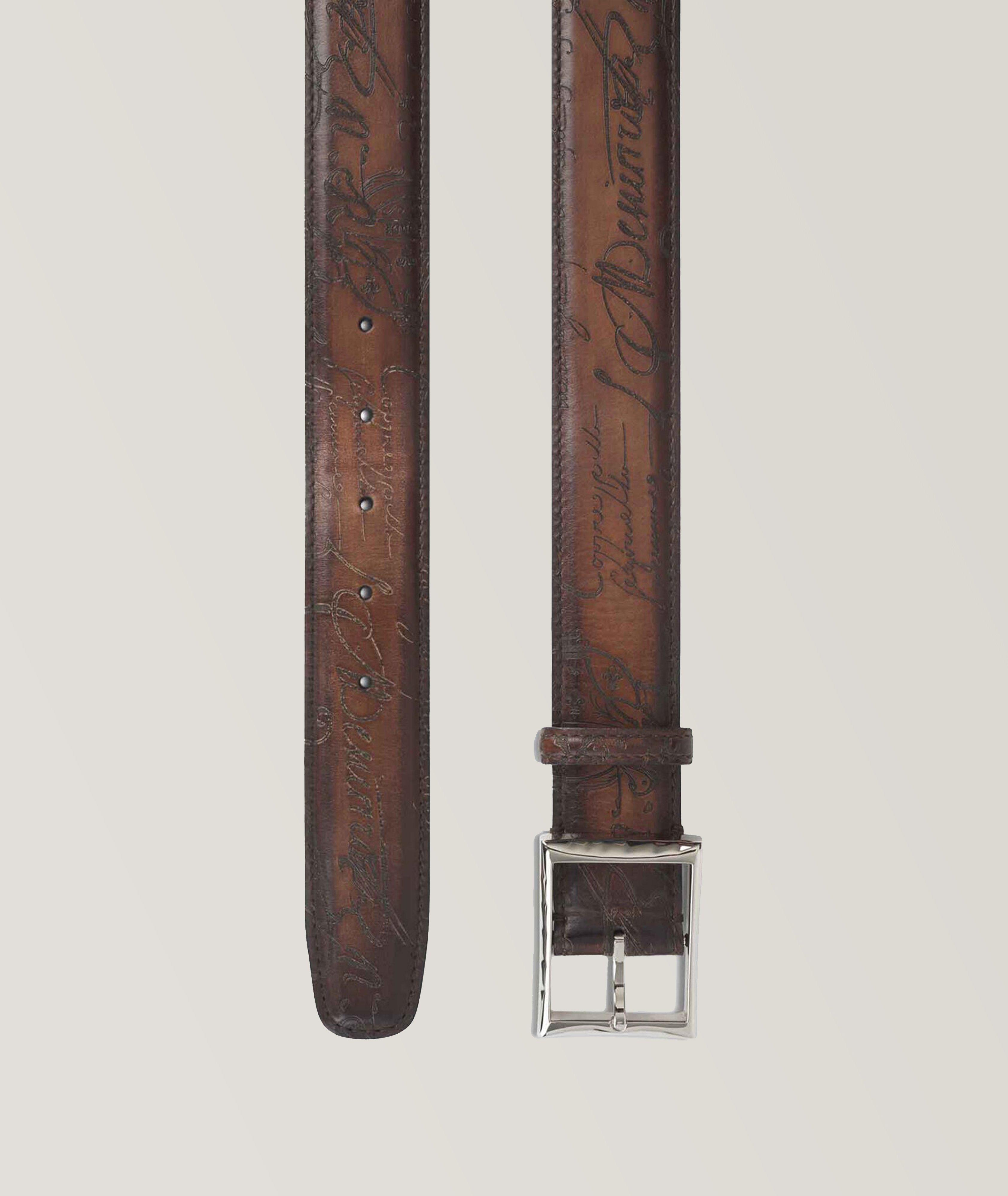 Berluti Classic Scritto Leather 35 mm Belt, Belts