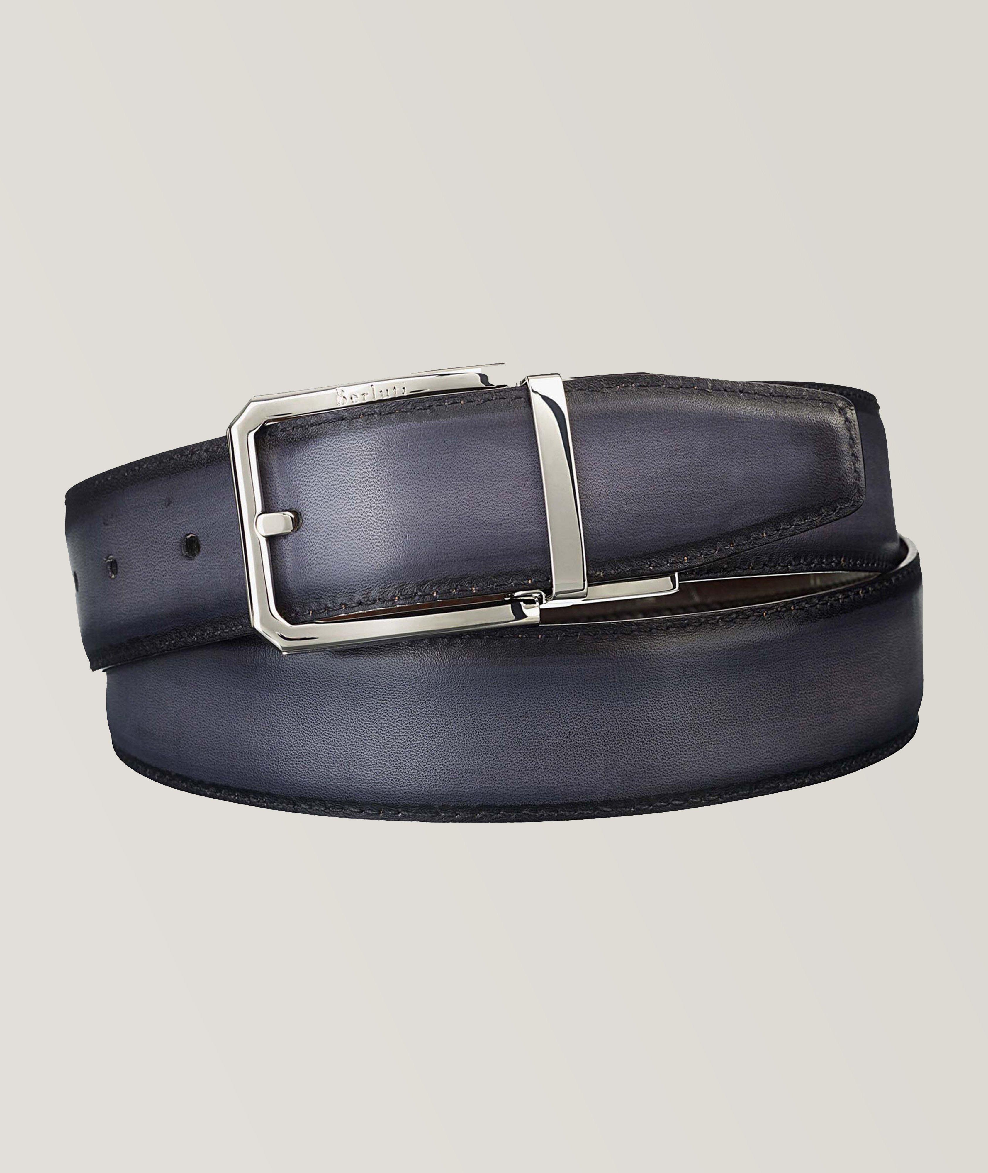 Brown/grey 35 mm reversible leather belt - Luxury Belts