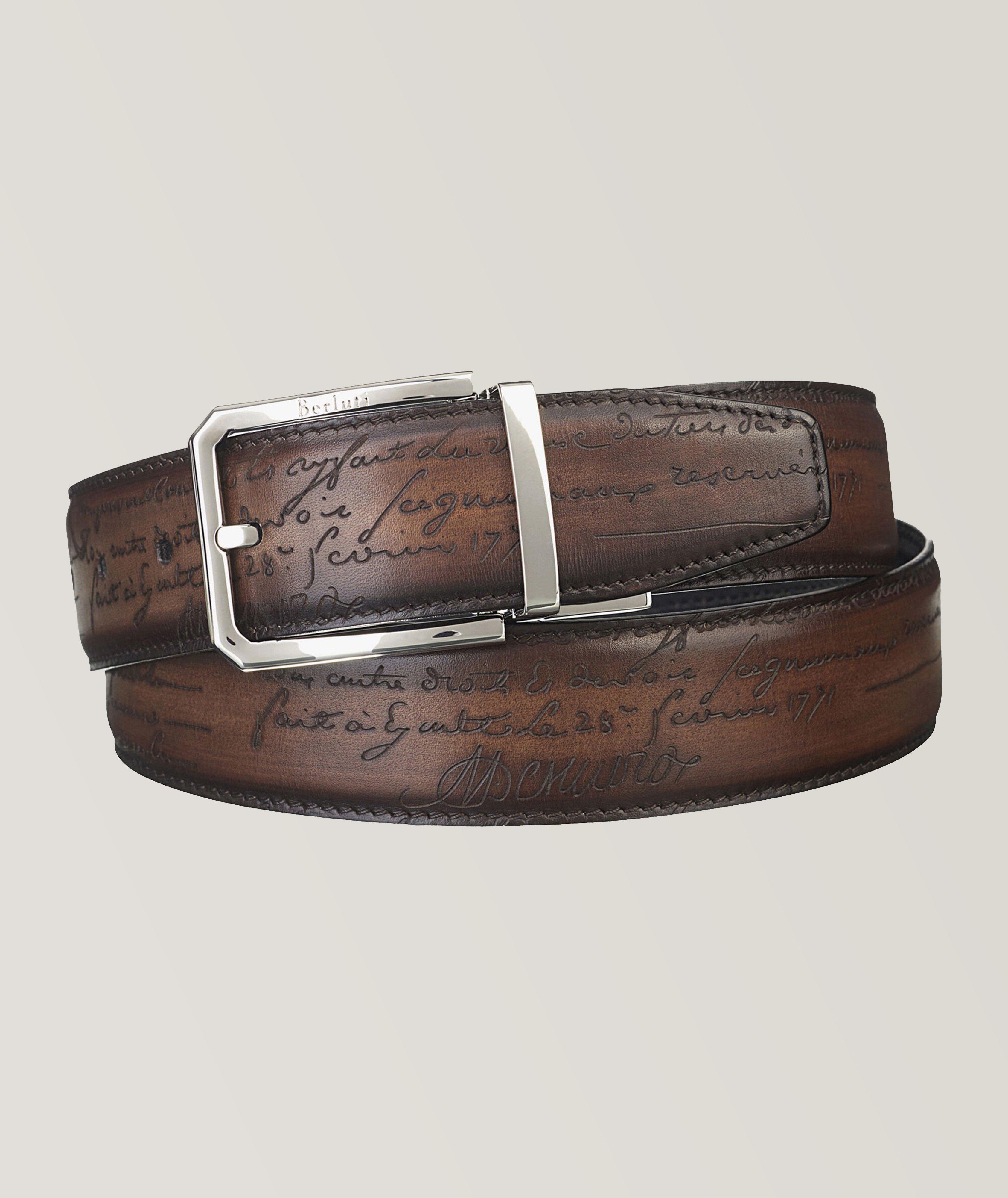 Berluti Versatile Scritto Leather 35 mm Reversible Belt, Belts