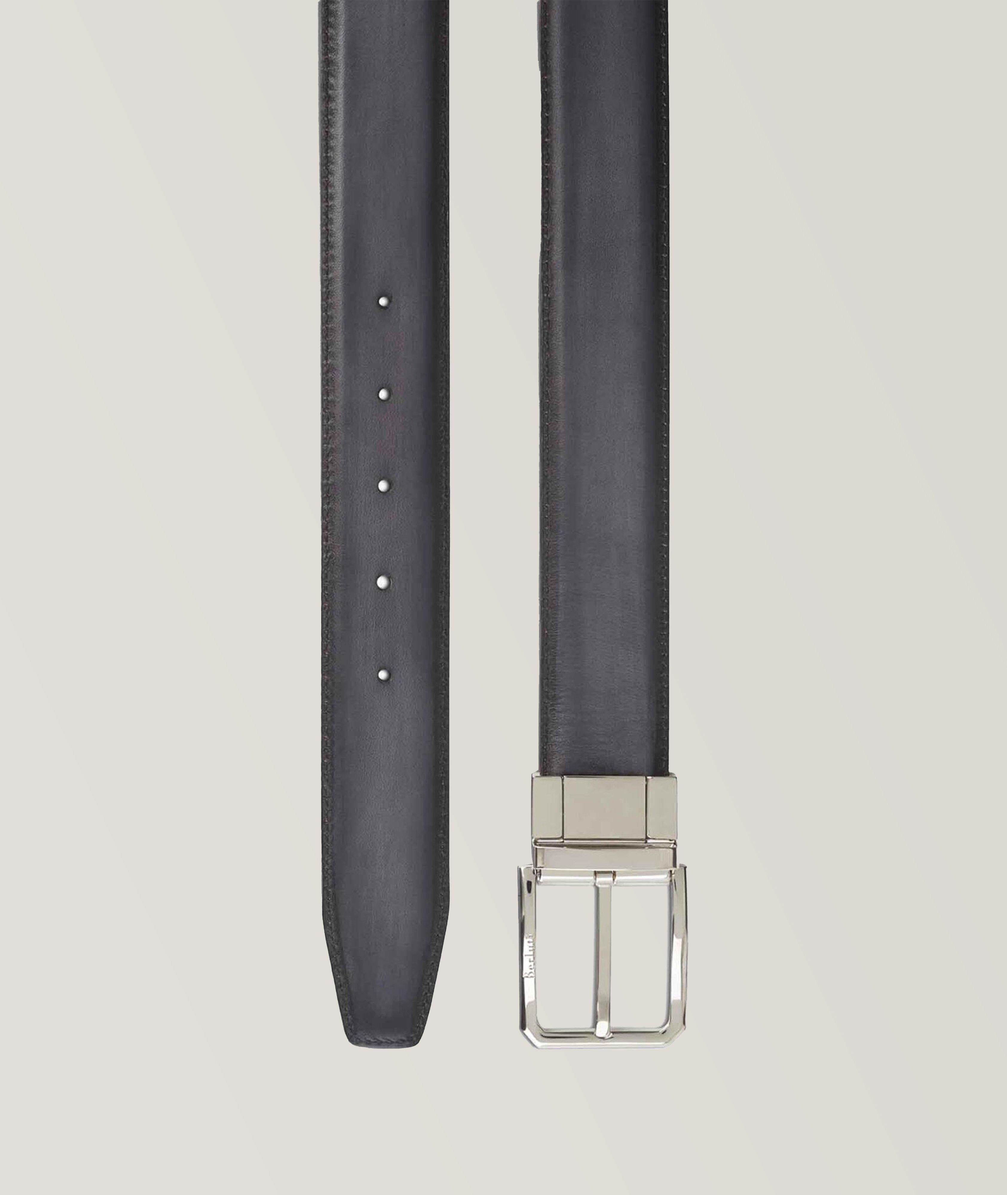 Brown/grey 35 mm reversible leather belt - Luxury Belts