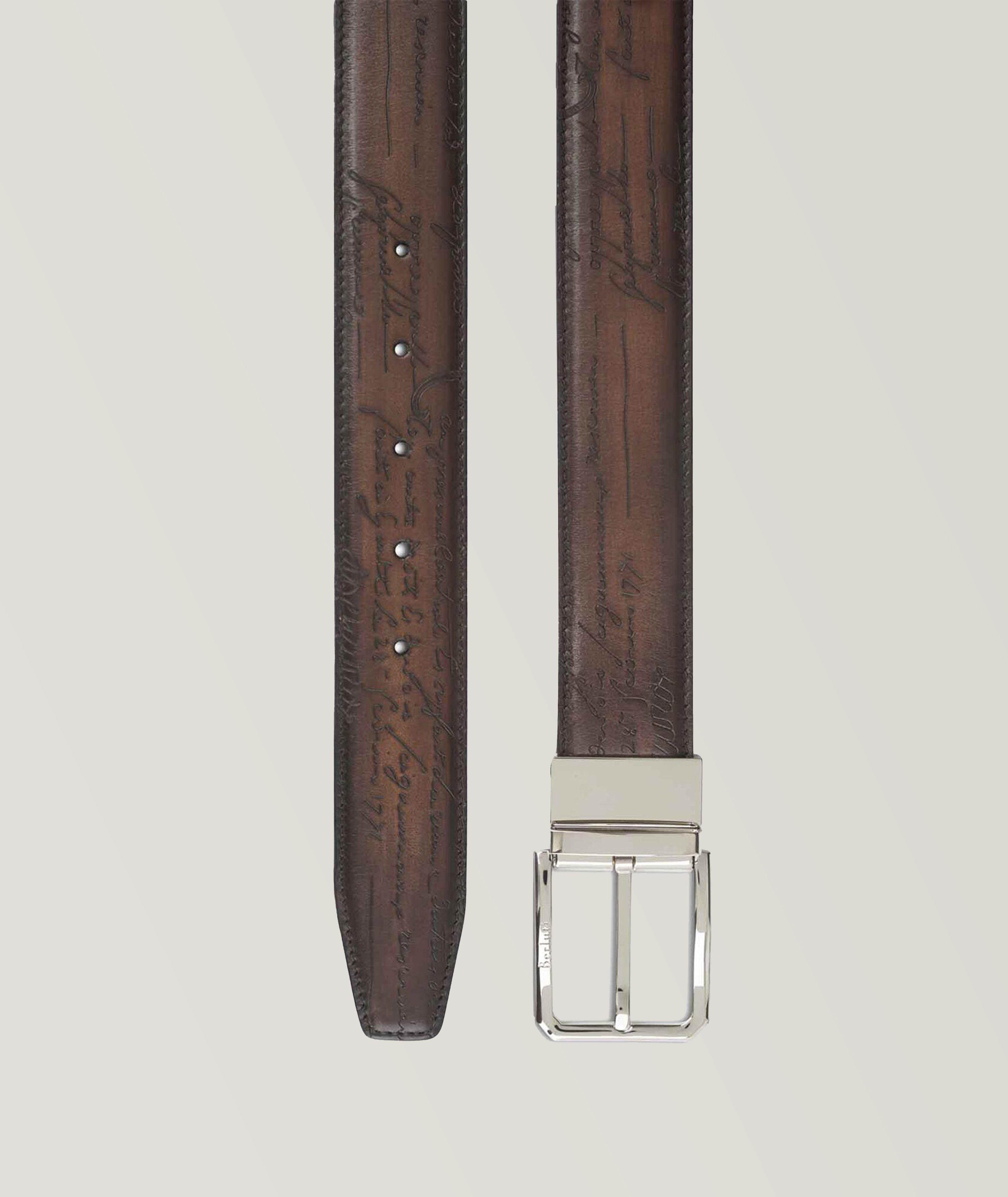 Adjustable & Reversible Scritto Leather Belt image 3