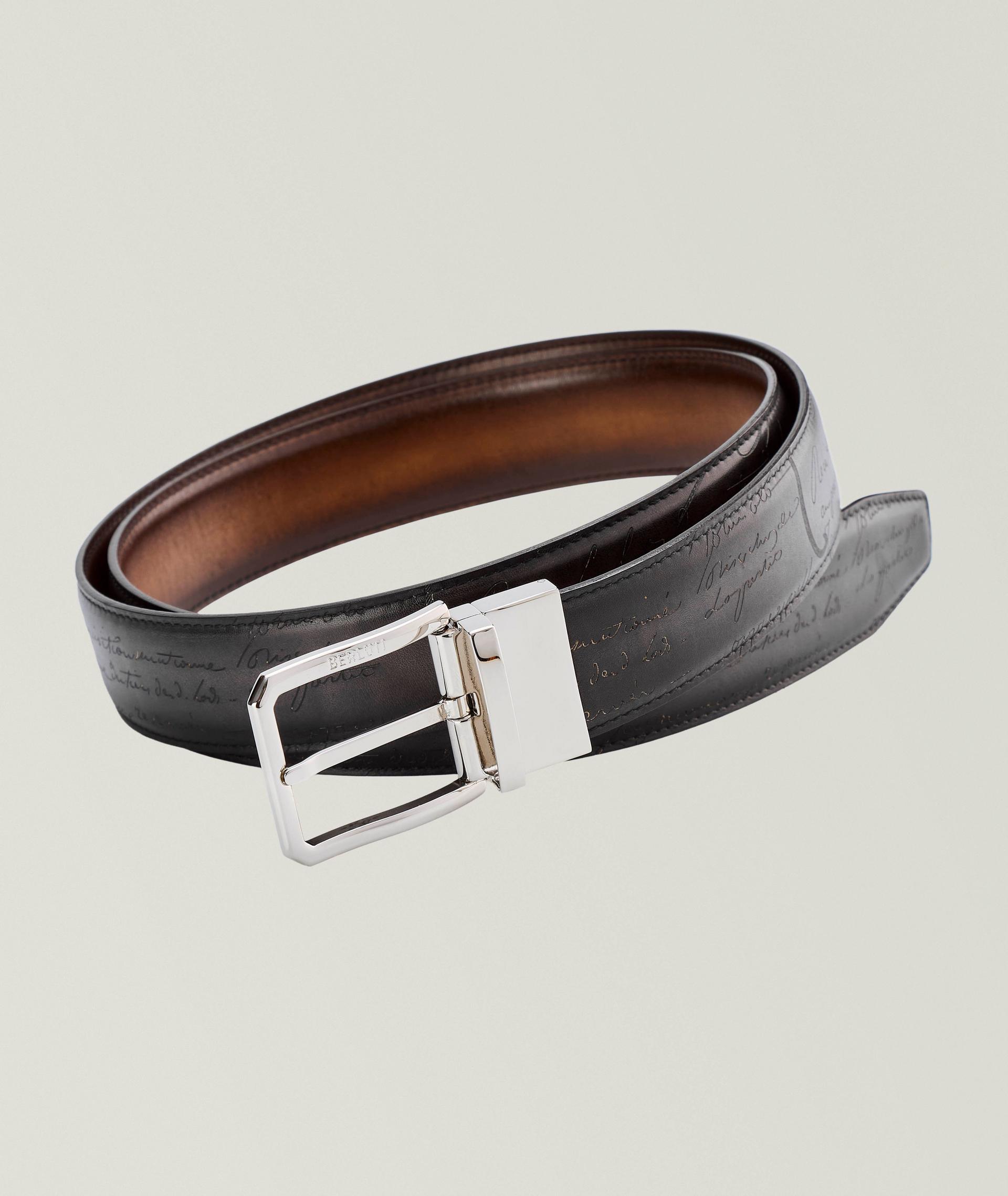 Adjustable & Reversible Scritto Leather Belt image 0