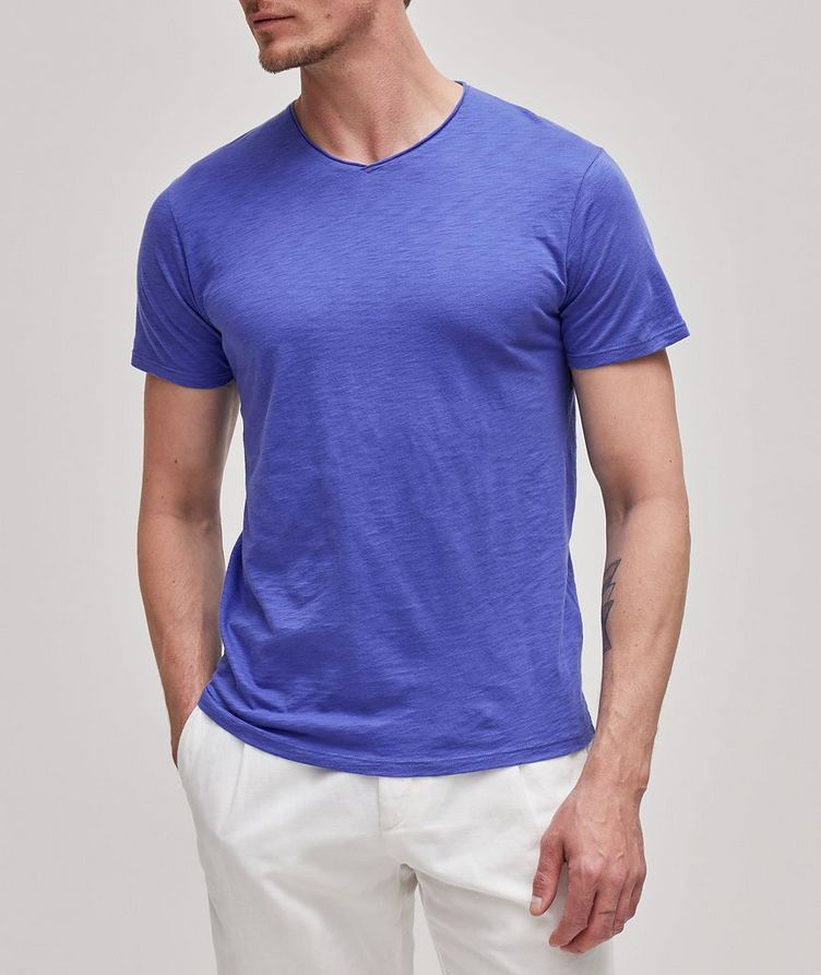 Garment Dyed Pima Cotton Rolled V-Neck T-Shirt  image 1