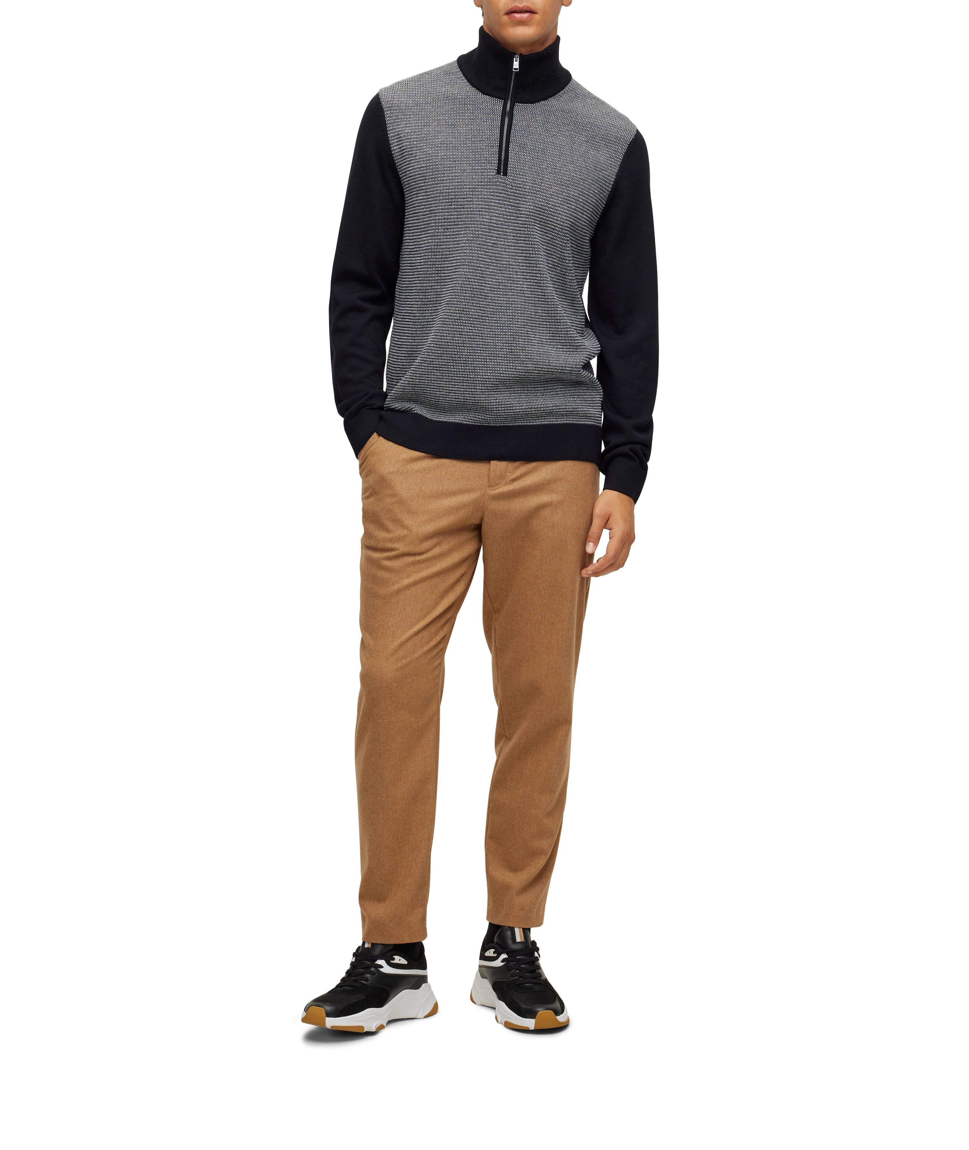 Virgin Wool Quarter Zip Micro Structure Sweater image 4