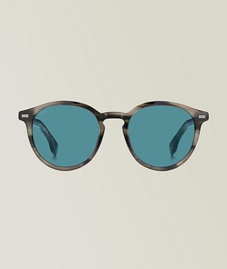 BOSS Hugo Boss Grey Brown Sunglasses With Blue Lenses