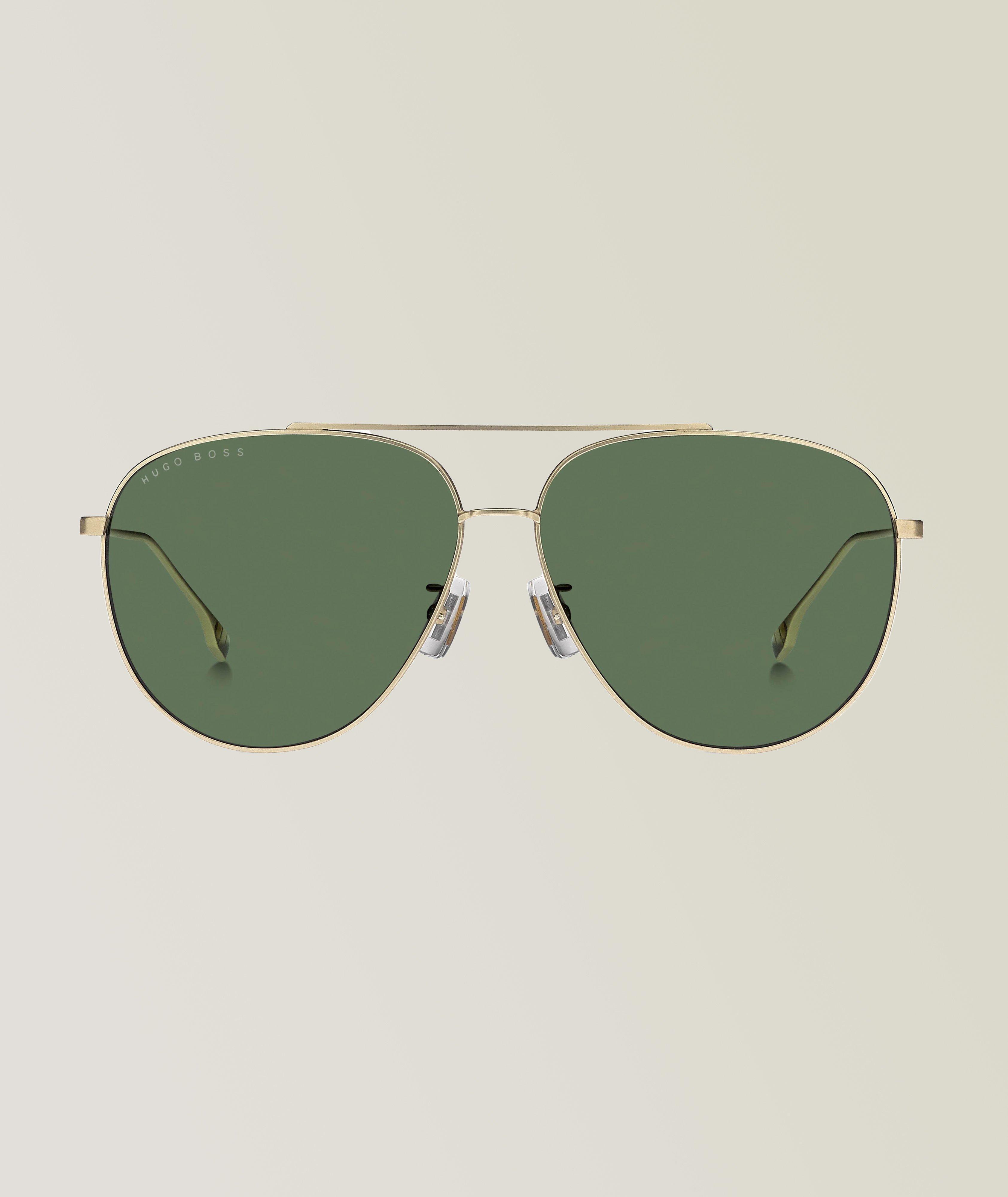 Hugo Boss Matt Gold Sunglasses With Green Lenses  image 0