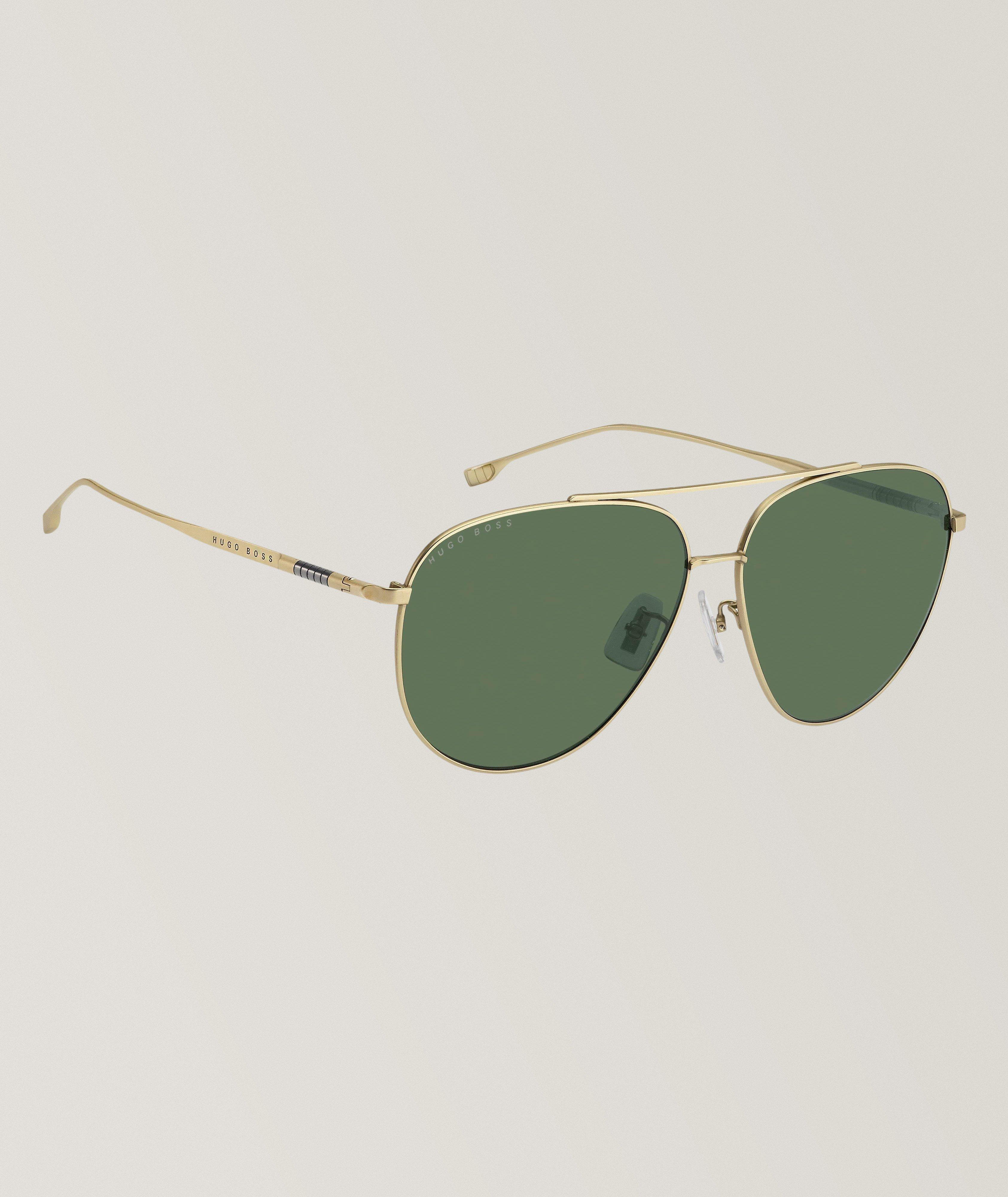 Hugo Boss Matt Gold Sunglasses With Green Lenses  image 1