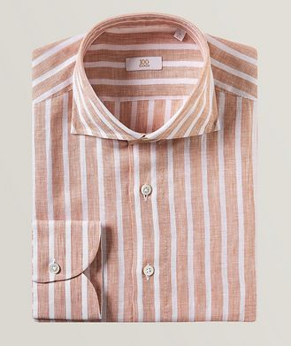 100Hands Gold Line Stripe Pattern Linen Dress Shirt