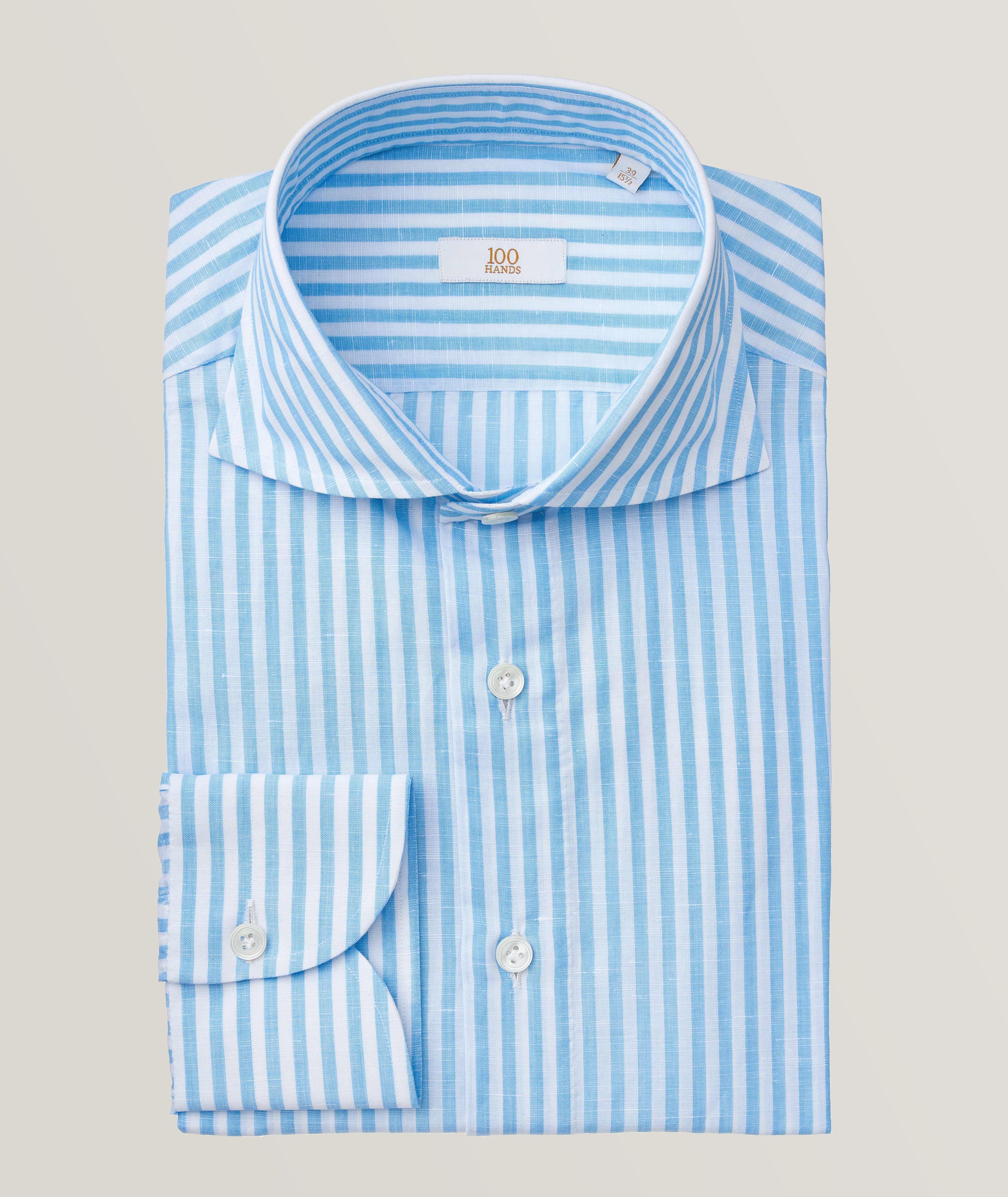 Gold Line Handmade Linen-Cotton Striped Sport Shirt image 0