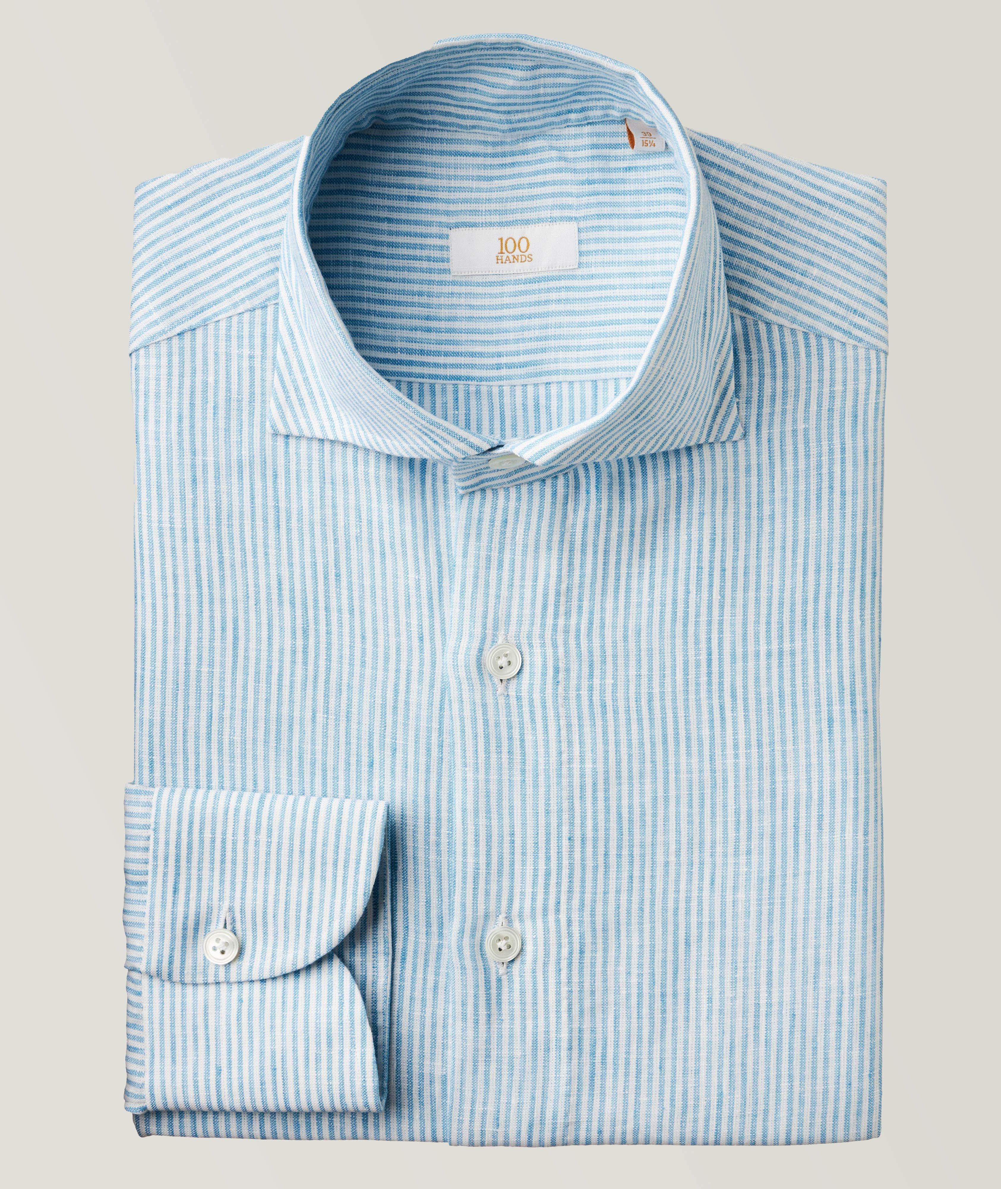 Chemise habillée en lin à fines rayures, collection or image 0