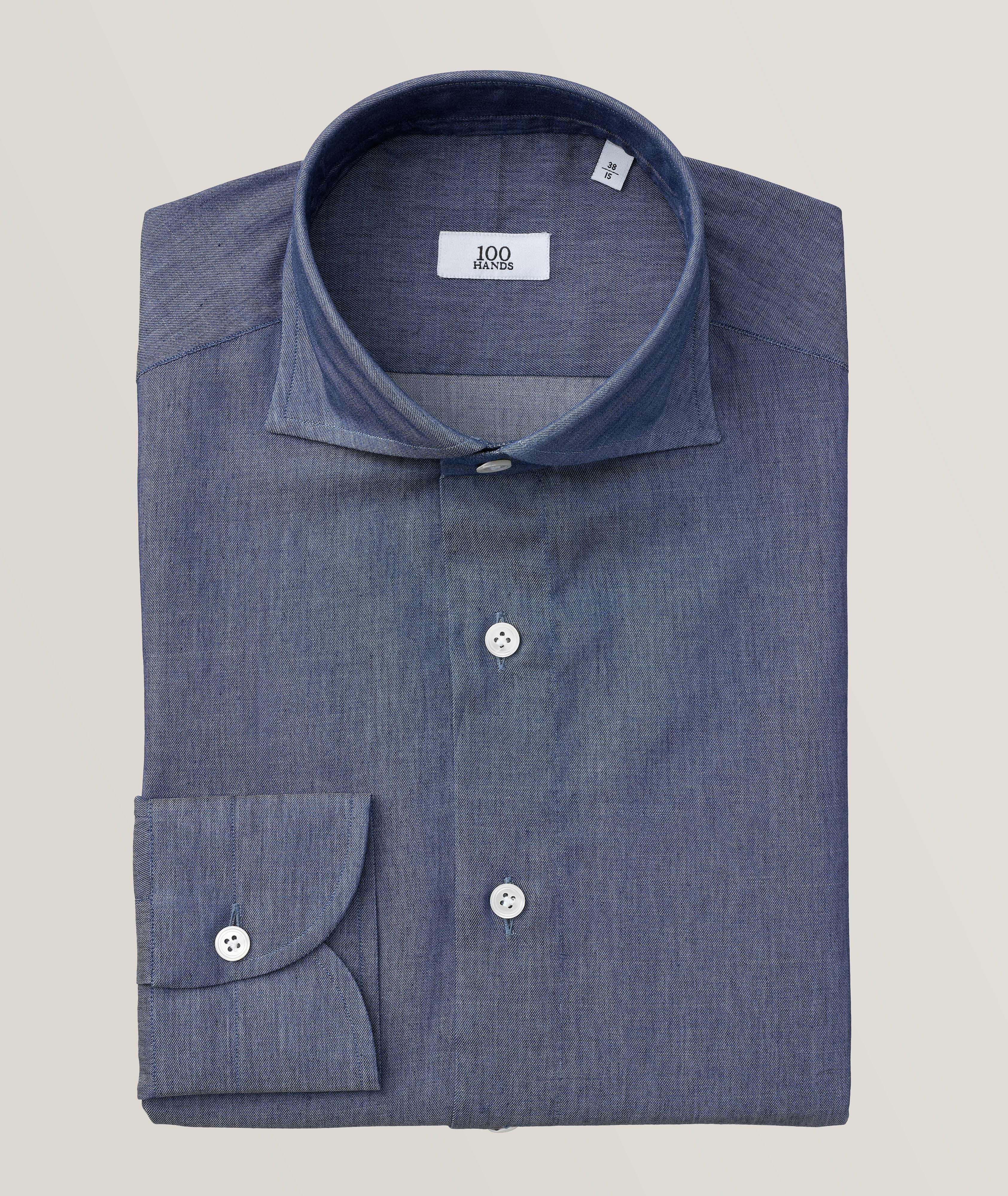 Chemise habillée unie en toile chambray image 0