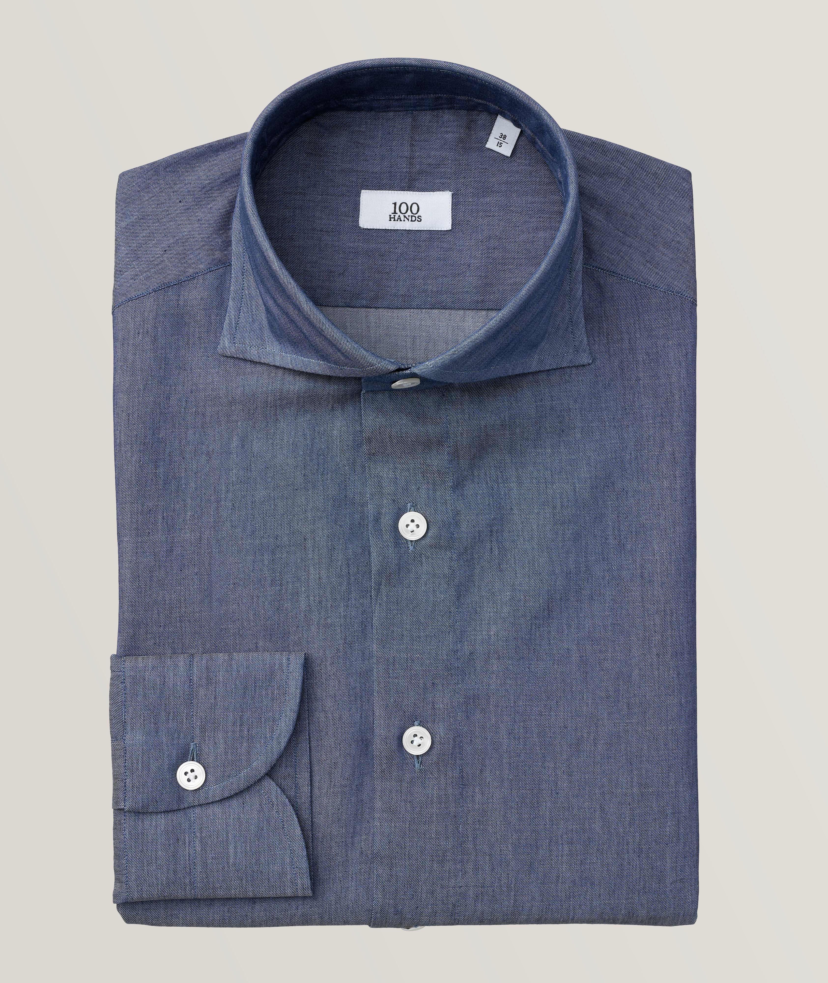 100 Hands Black Line Solid Chambray Dress Shirt