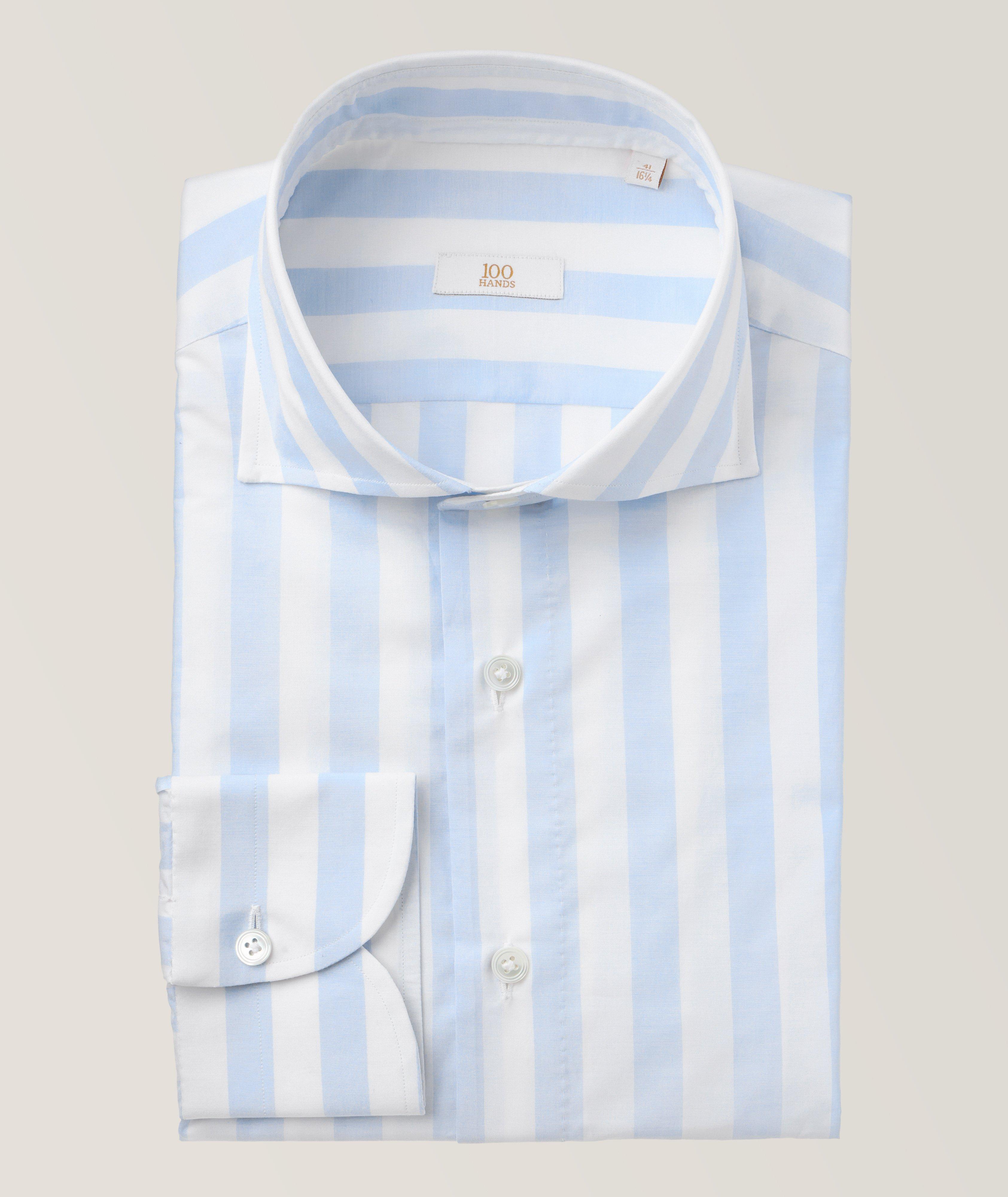 100 Hands Gold Line Bengal Striped Linen-Cotton Shirt, Dress Shirts