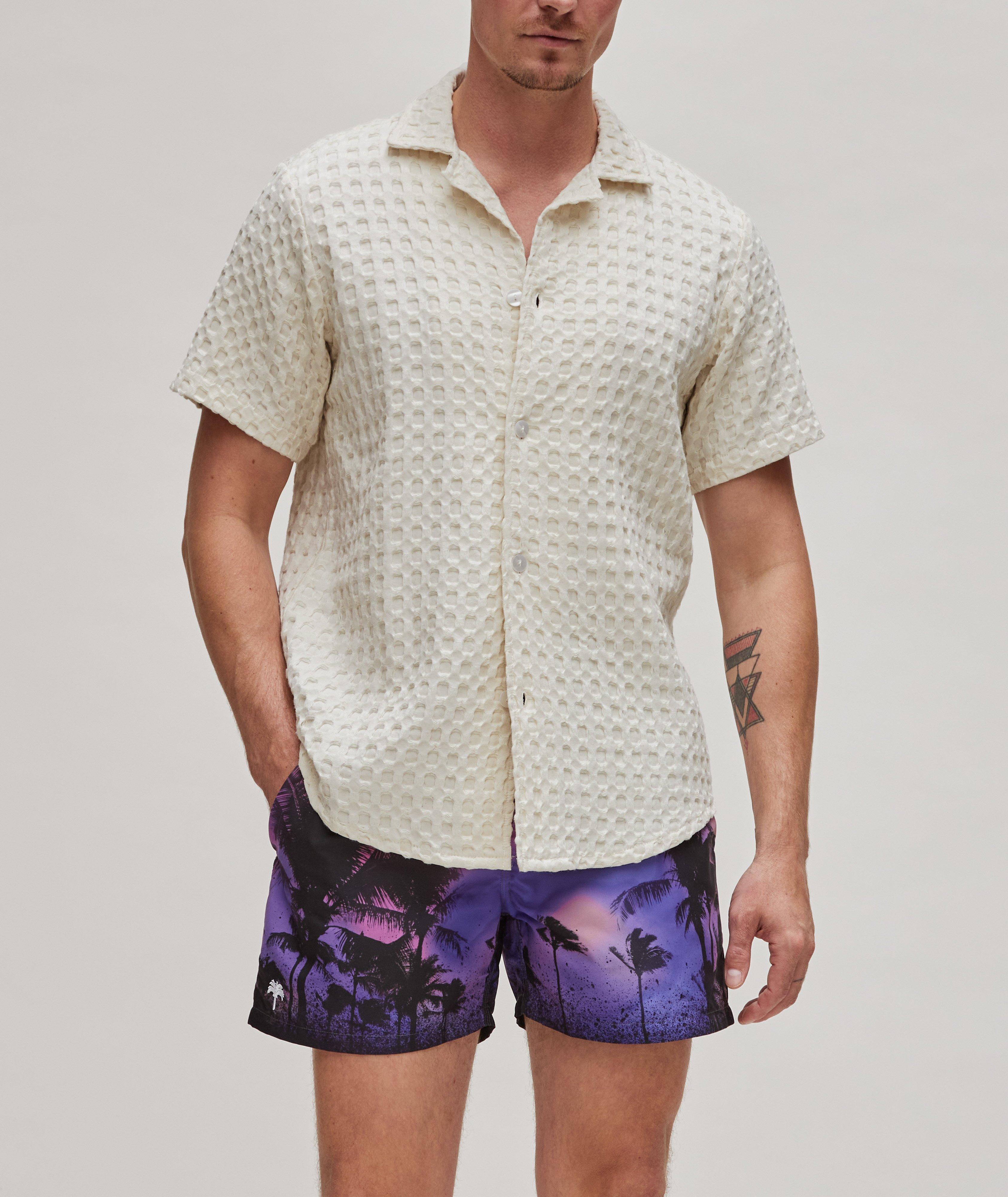 Waffle Terry Cotton Camp Shirt  image 3