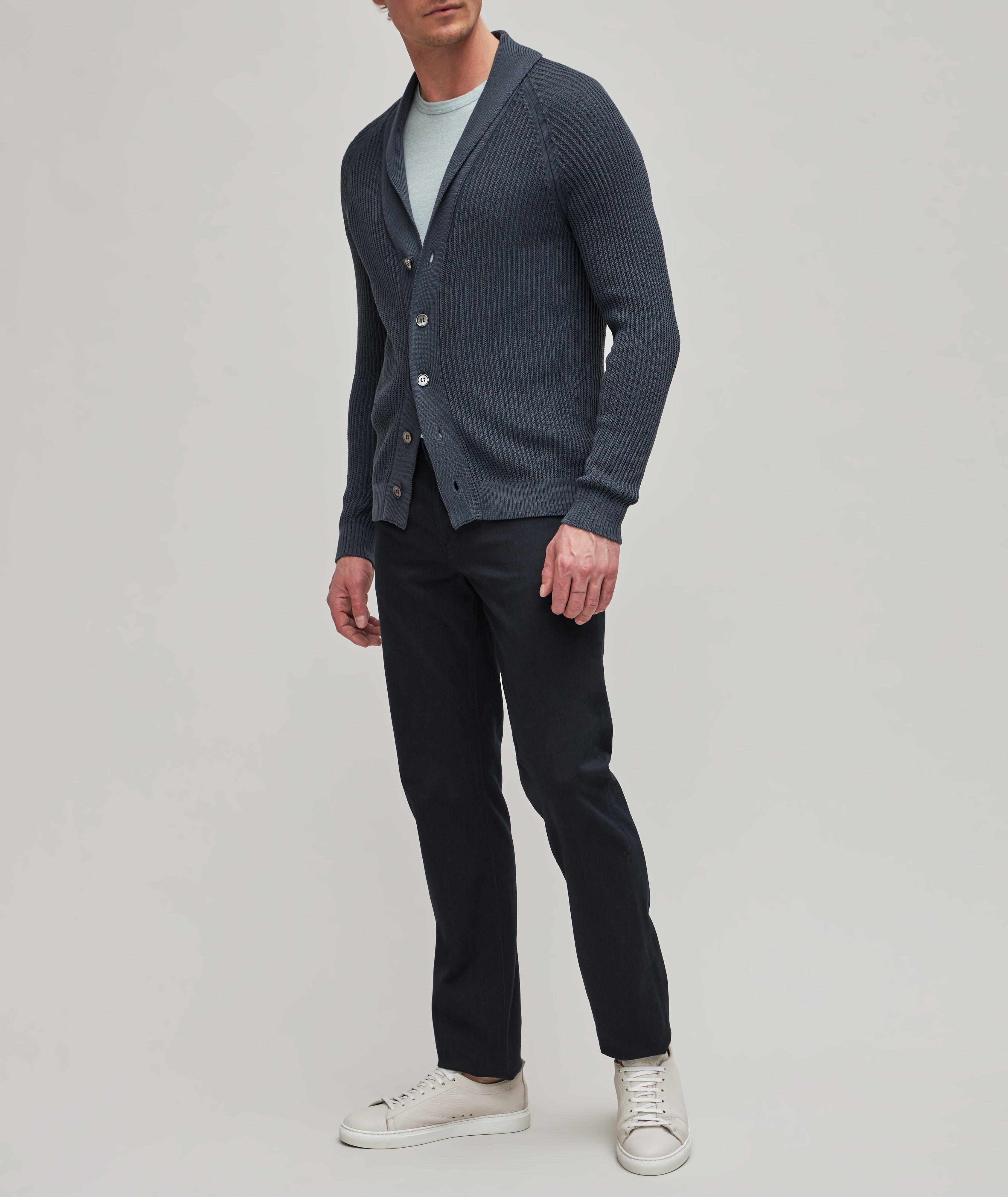 Cotton Rib Knit Shawl Cardigan image 1