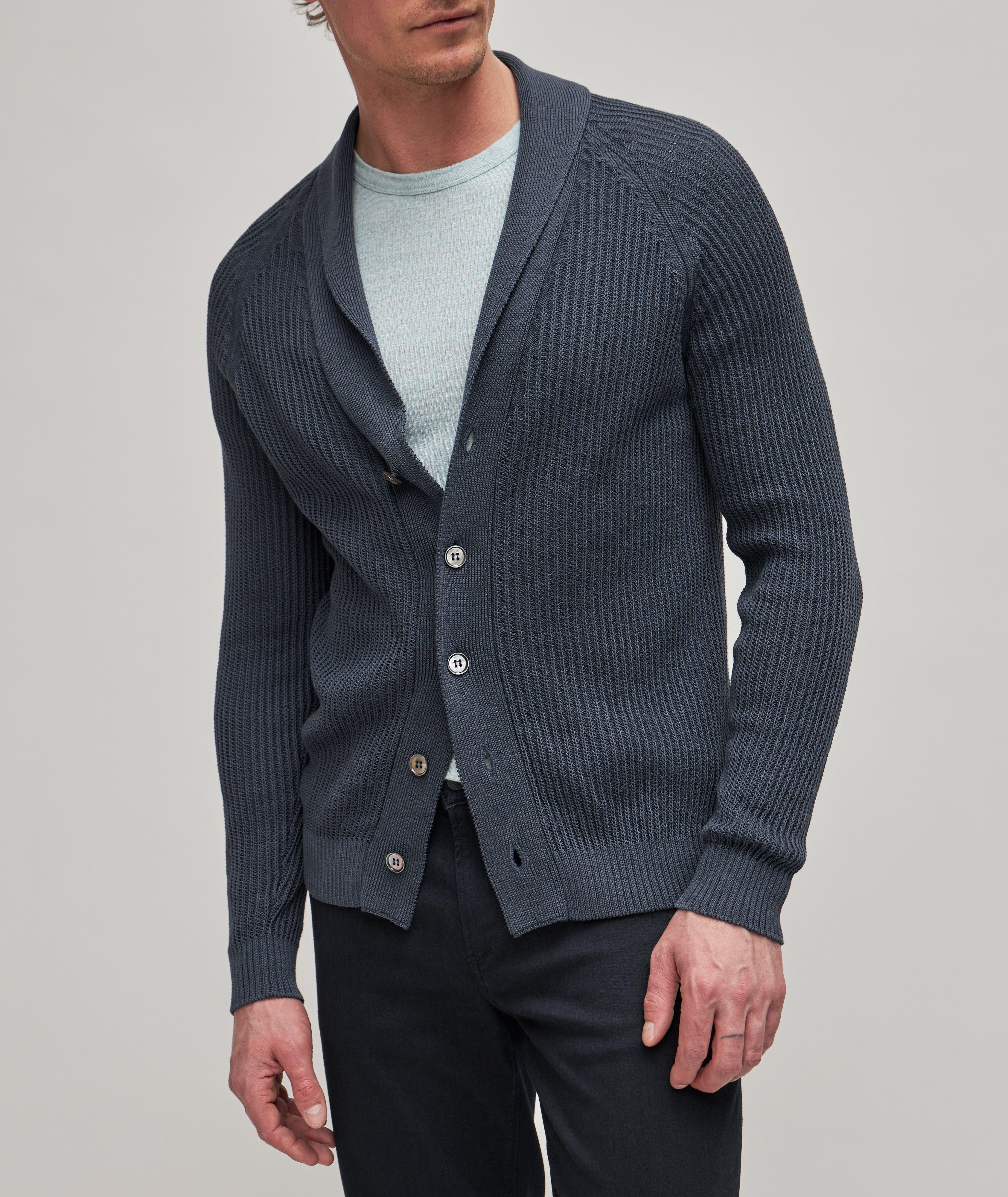 Cotton Rib Knit Shawl Cardigan image 2