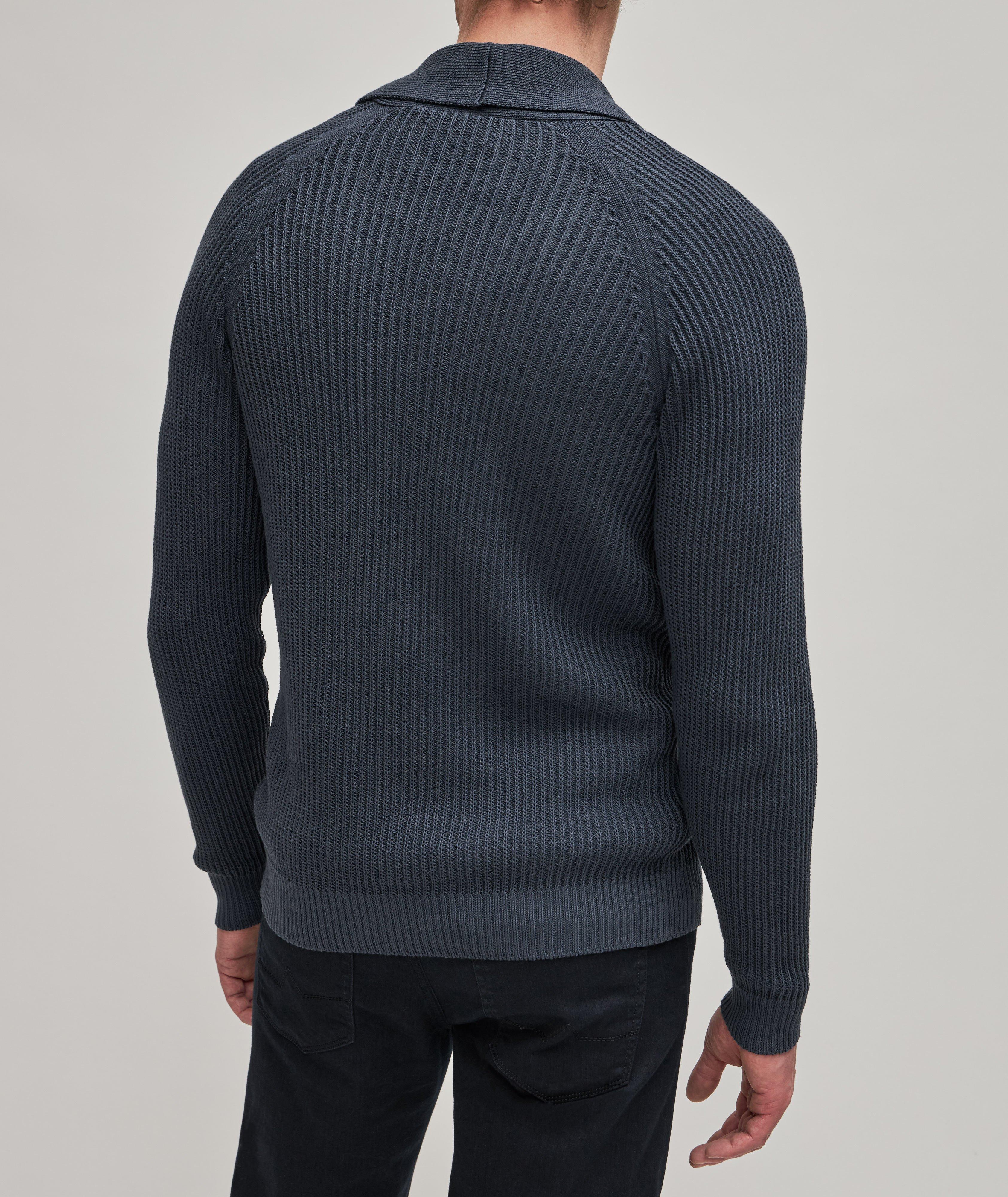 Cotton Rib Knit Shawl Cardigan image 3