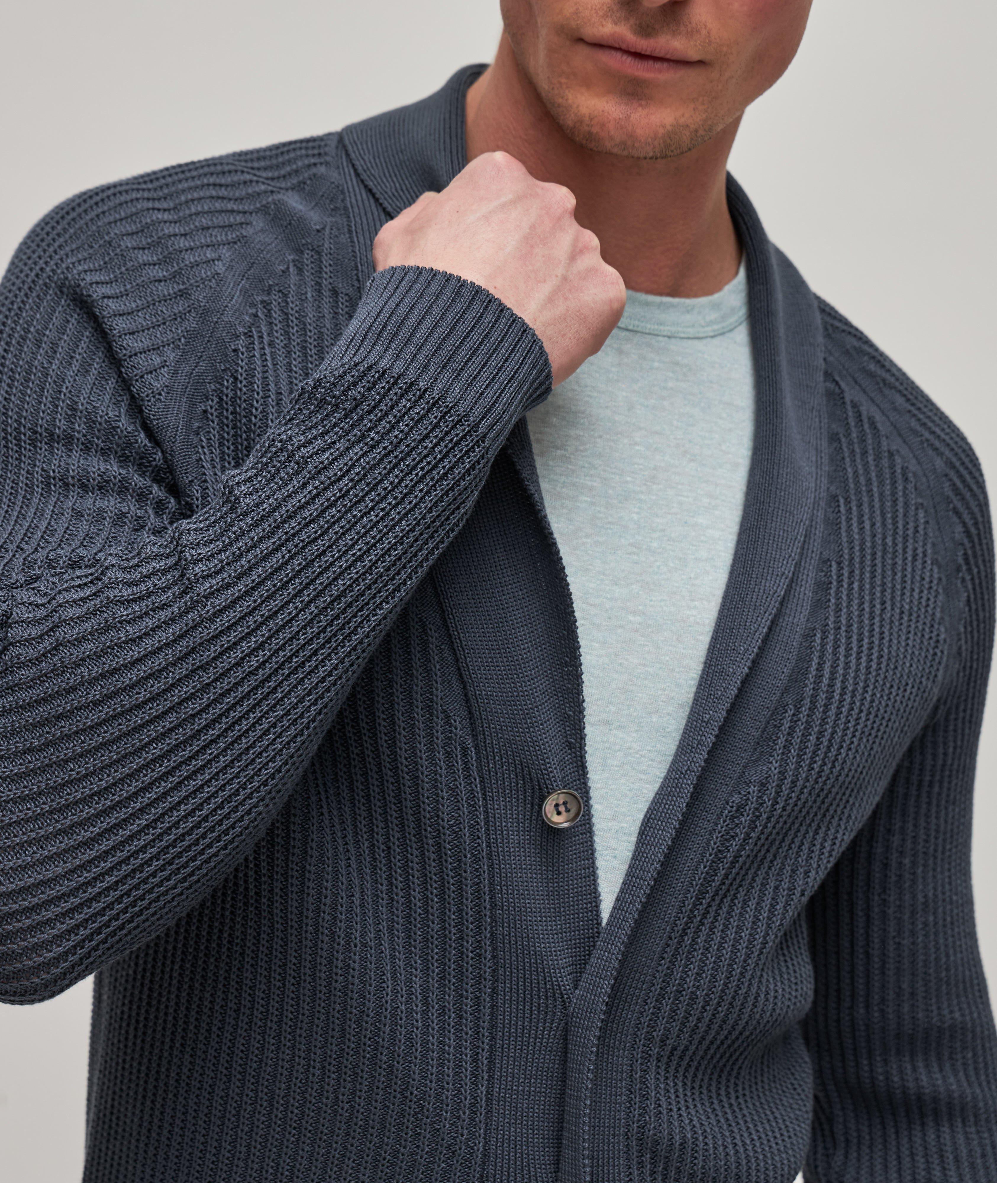 Cotton Rib Knit Shawl Cardigan image 4