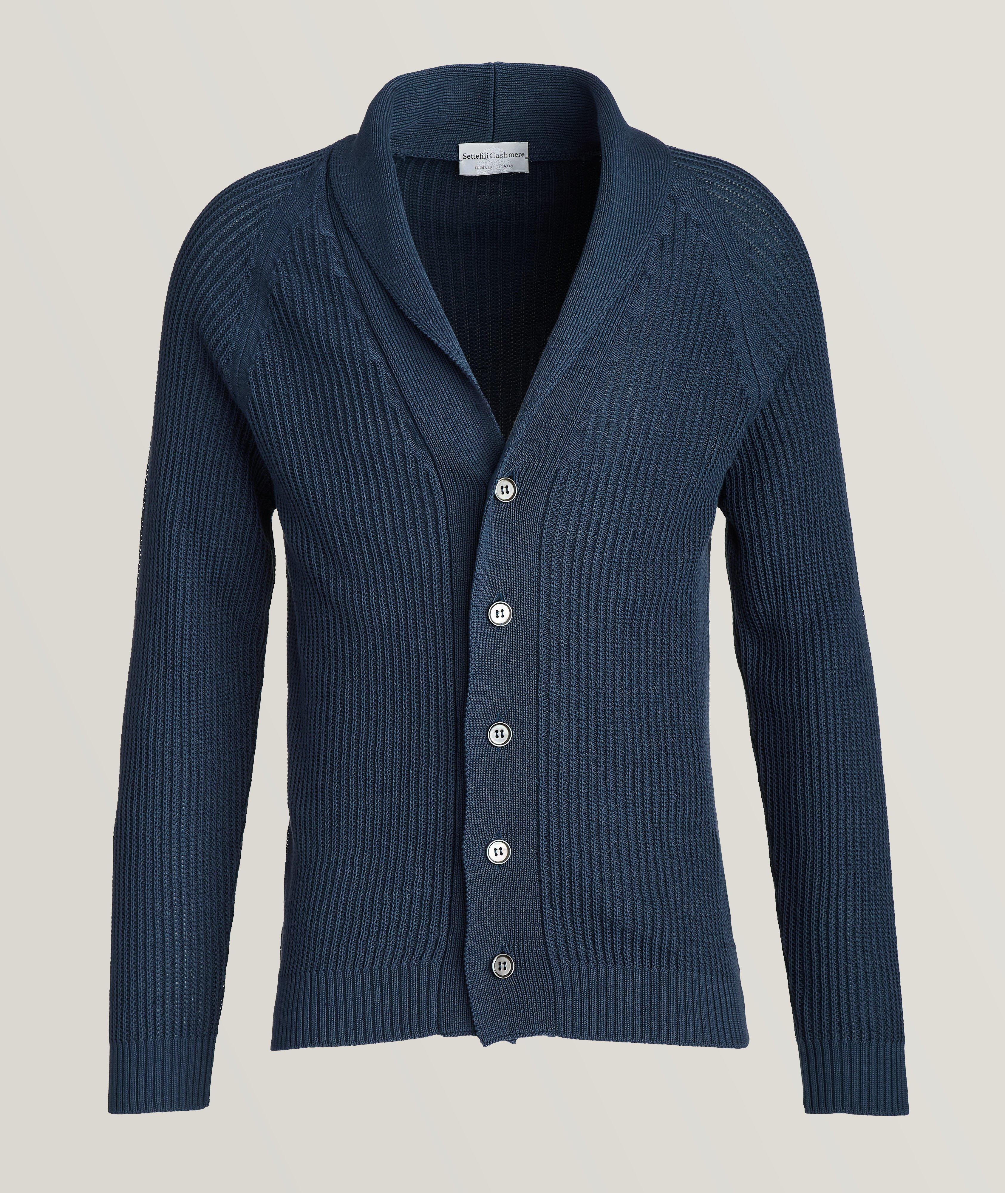 Cotton Rib Knit Shawl Cardigan image 0
