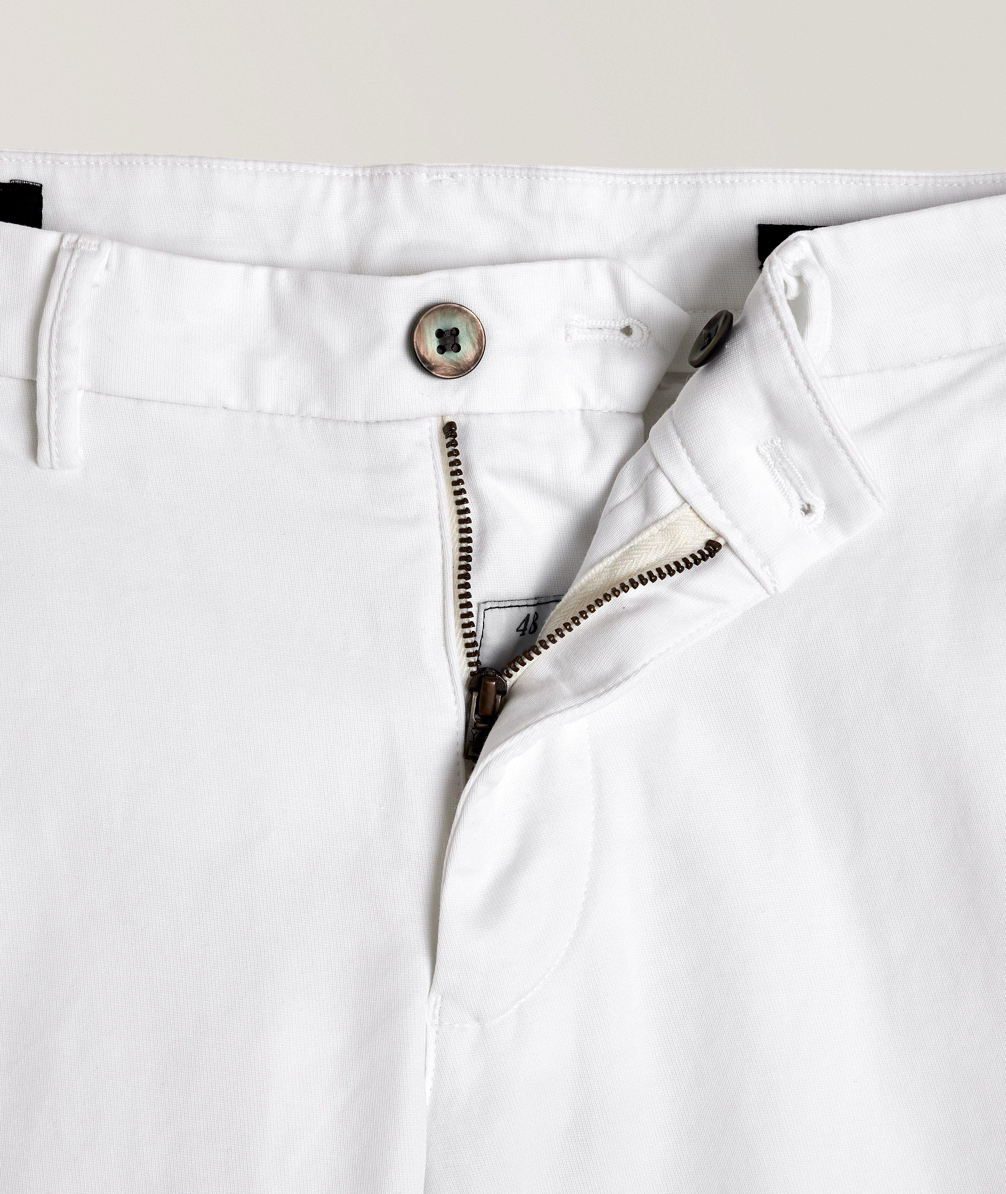 Mens White Cotton Pleated Trousers