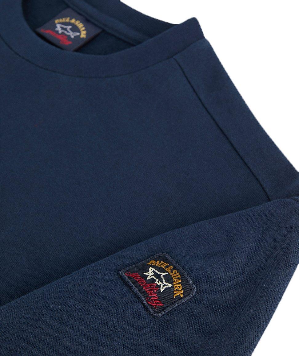 Pull en coton à encolure ronde avec écusson de marque image 3