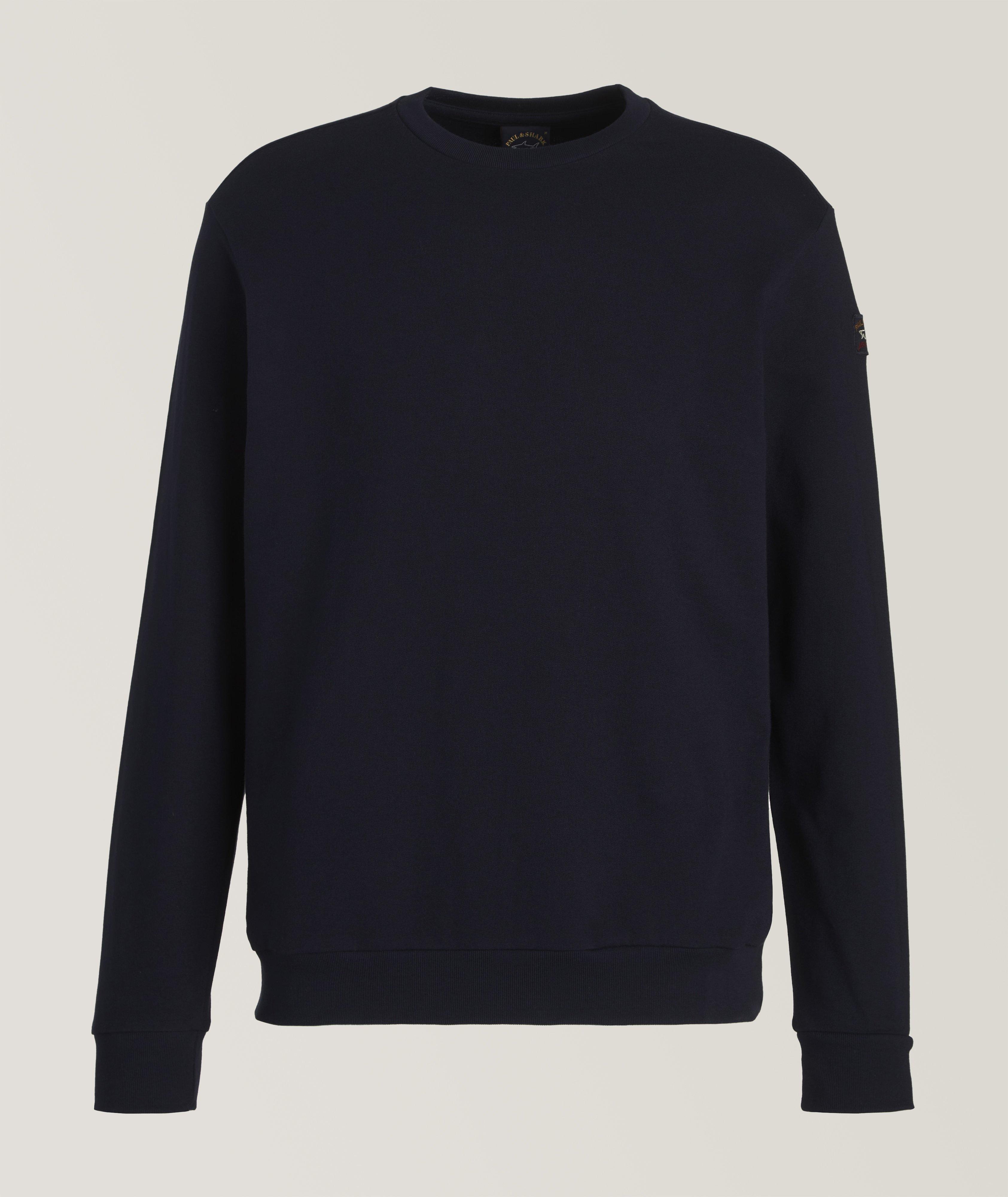 Pull en coton à encolure ronde avec écusson de marque image 0