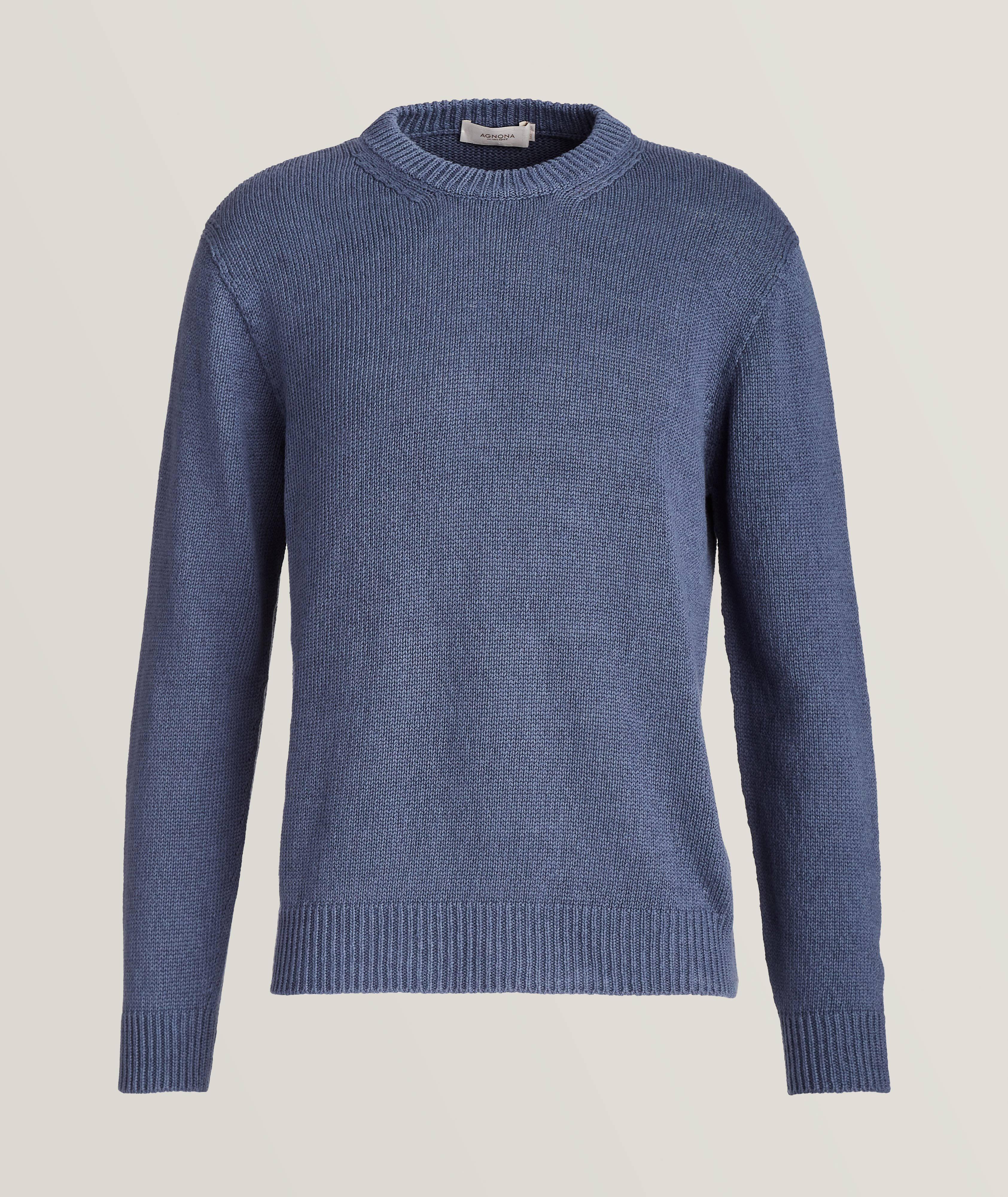 Linen-Cotton Knit Crewneck Sweater image 0