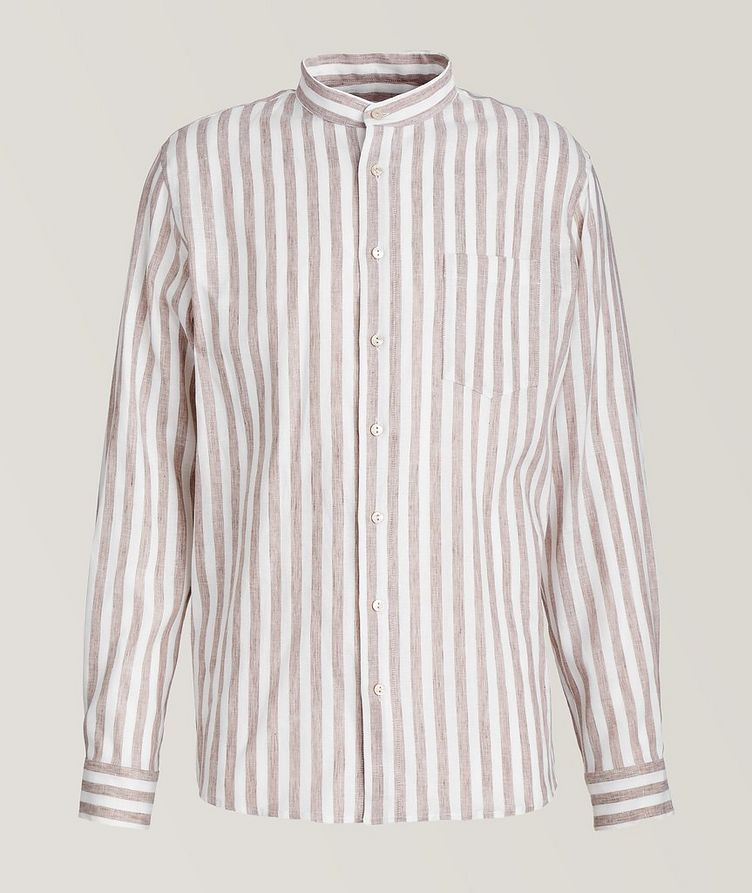 Stripe Patterned Linen Sport Shirt image 1