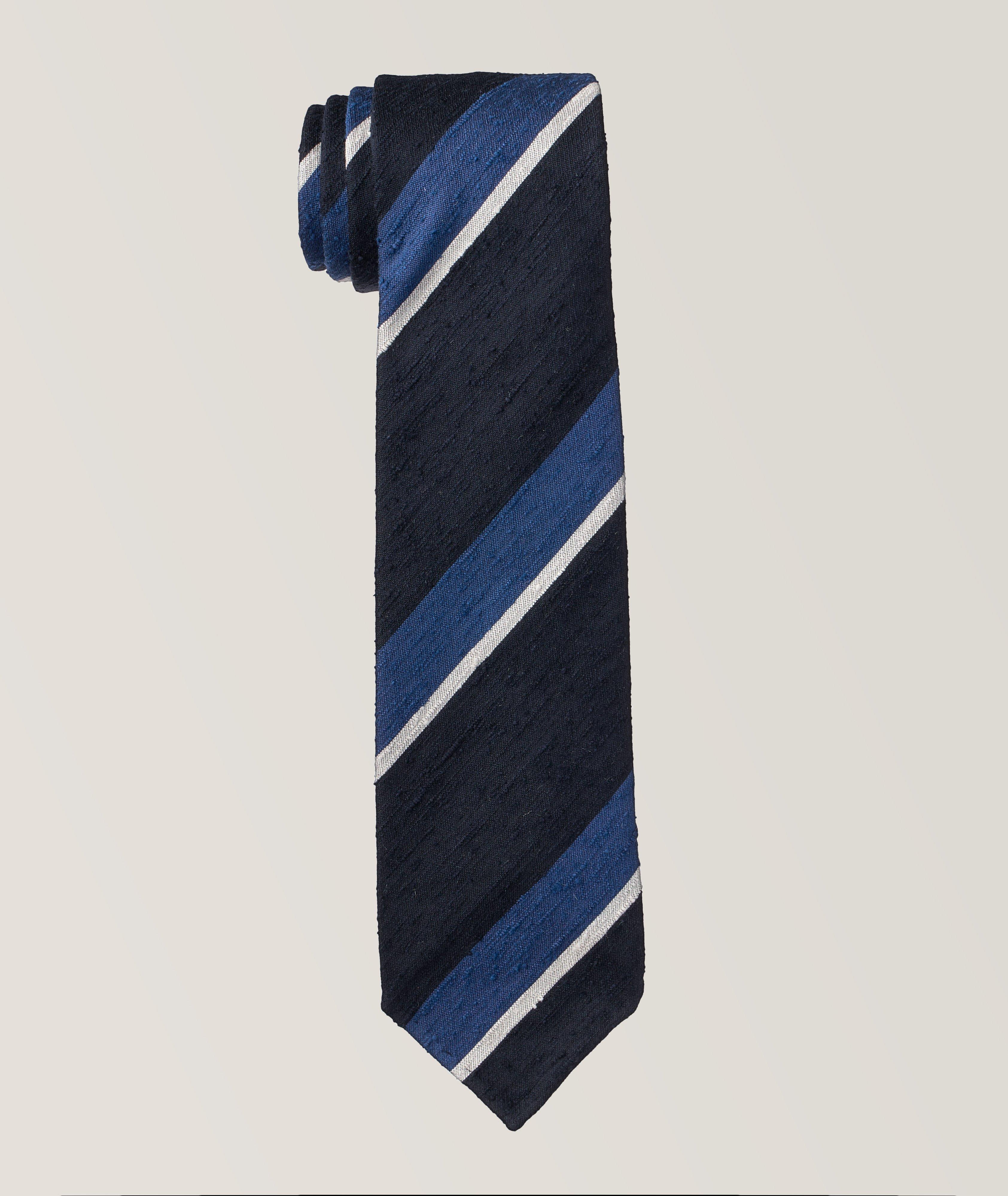 Drake's Striped Shantung Silk Tie
