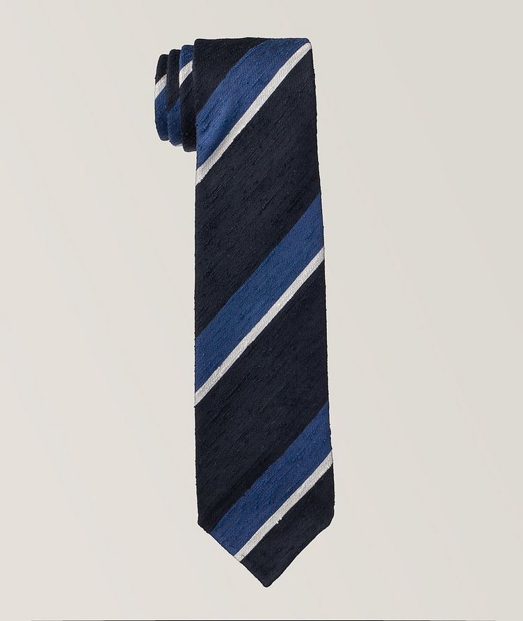 Striped Shantung Silk Tie image 0