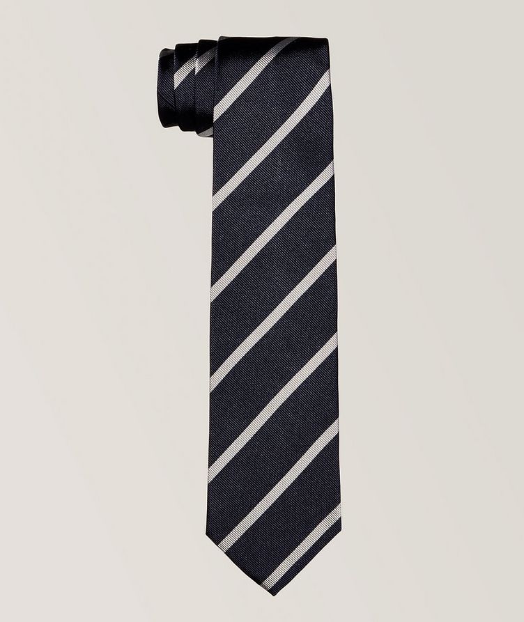 Double Striped Pattern Silk Tie image 0