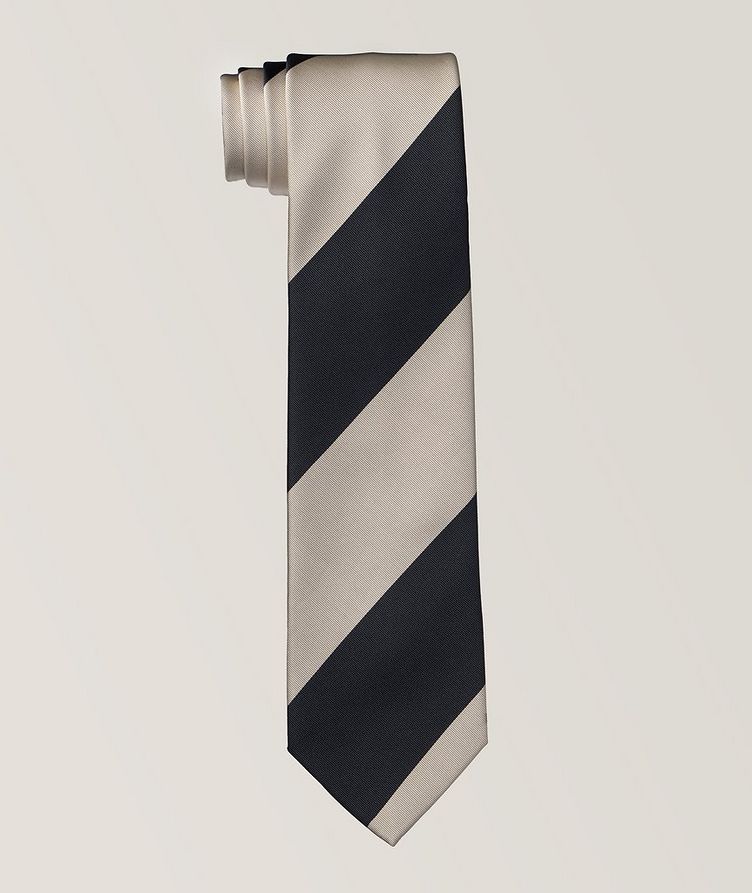 Block Striped Silk-Cotton Tie image 0
