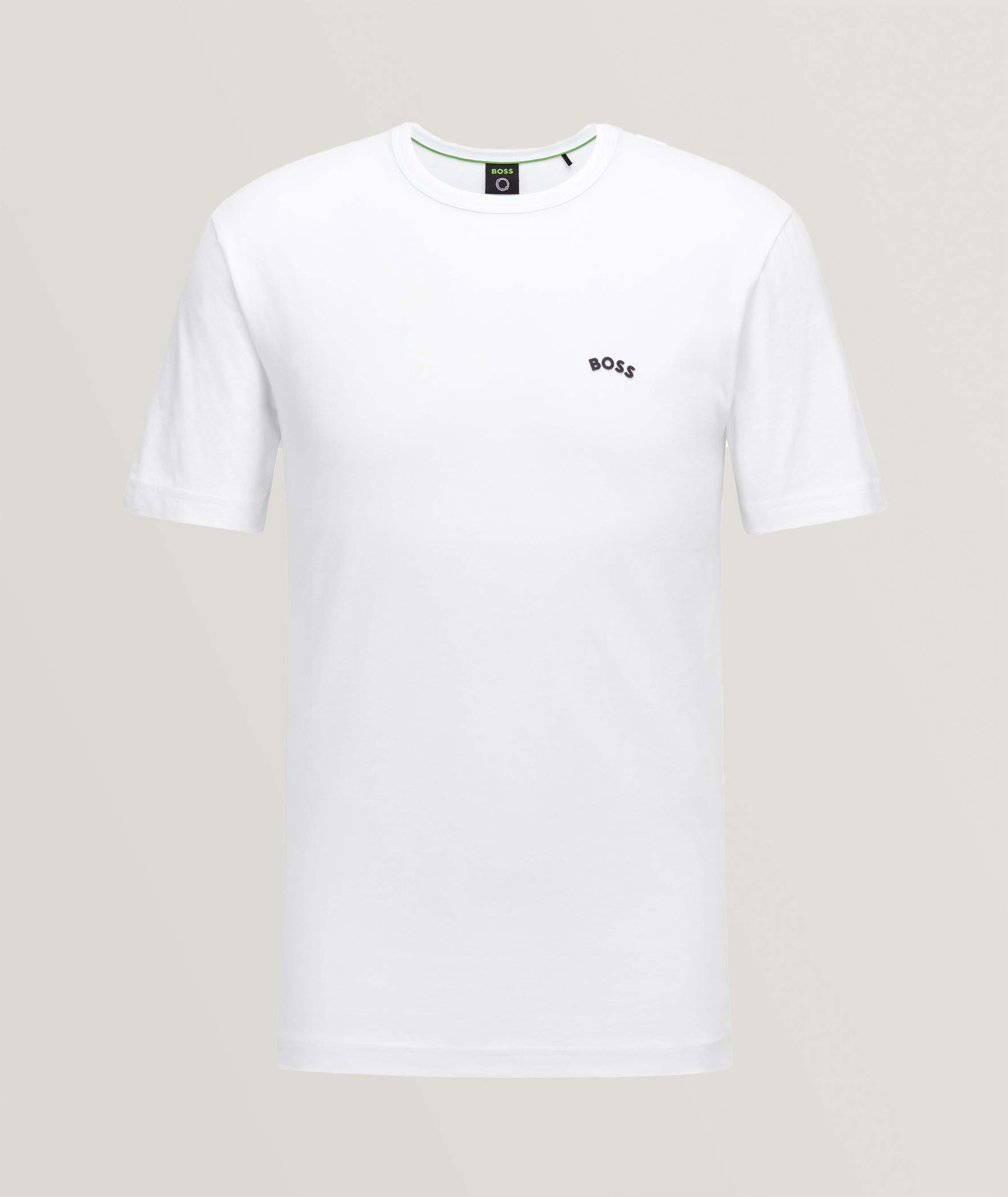 T-shirt en coton avec logo incurvé image 0