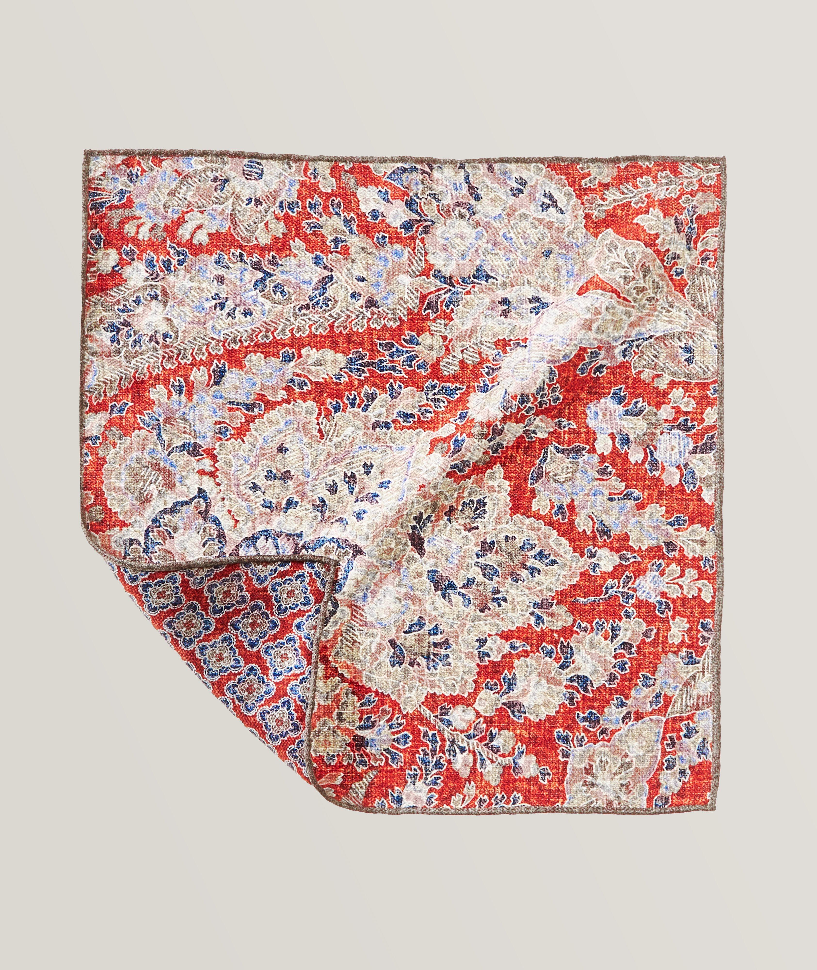 Floral Patterned Trim Silk Pocket Square image 0