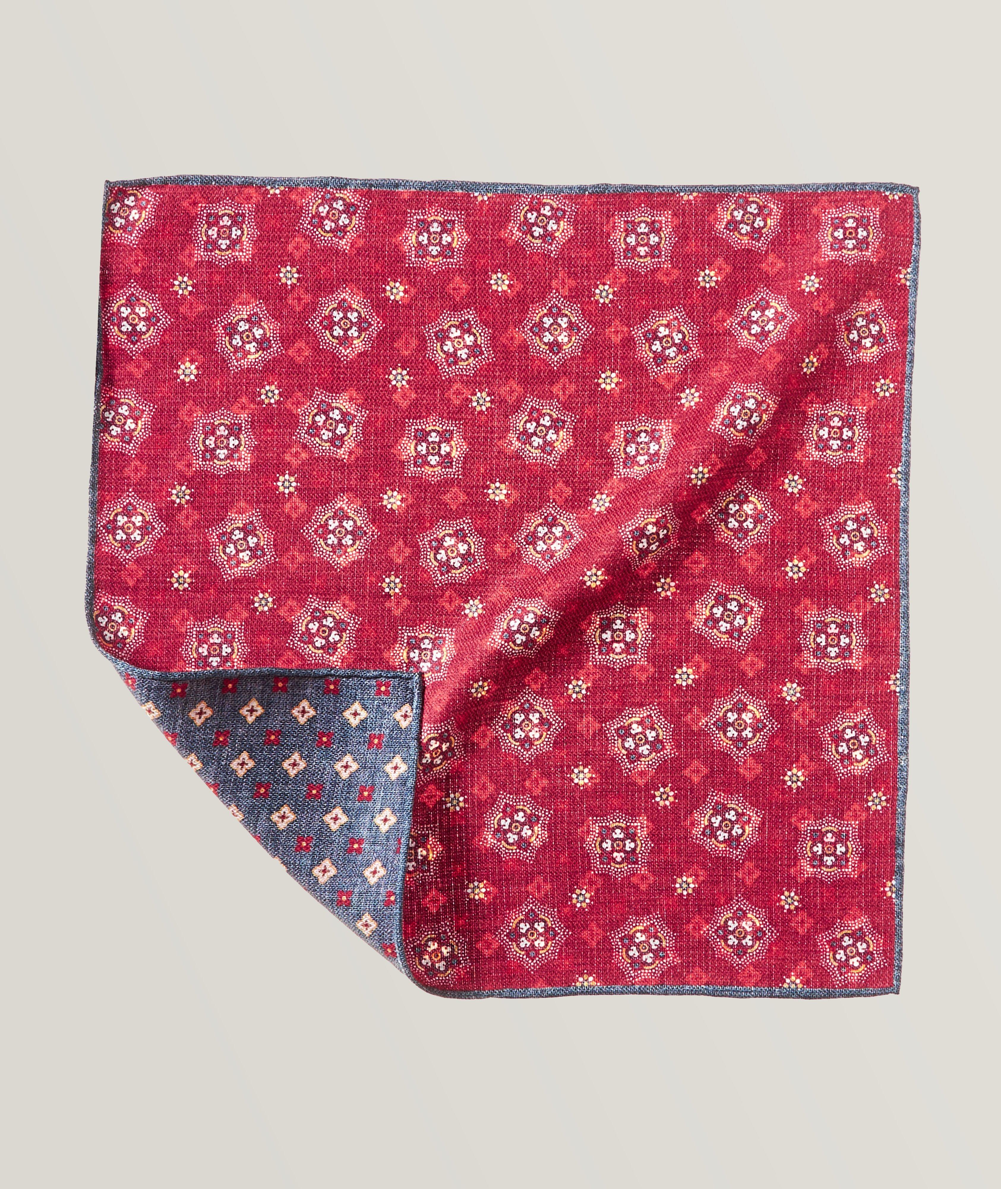 Neat Patterned Silk Trim Pocket Square image 0