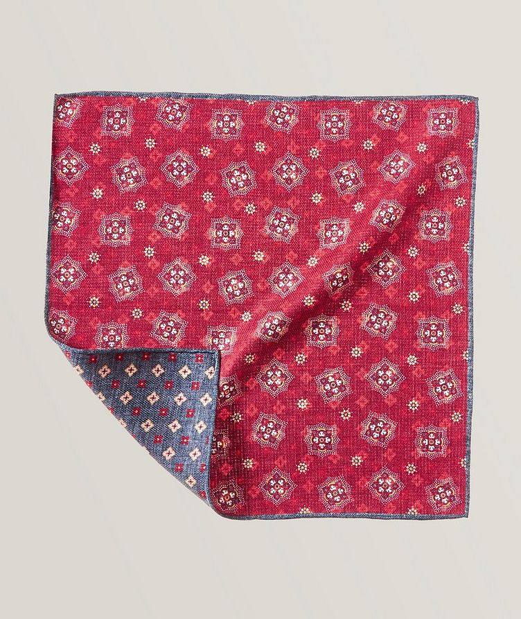 Neat Patterned Silk Trim Pocket Square image 0