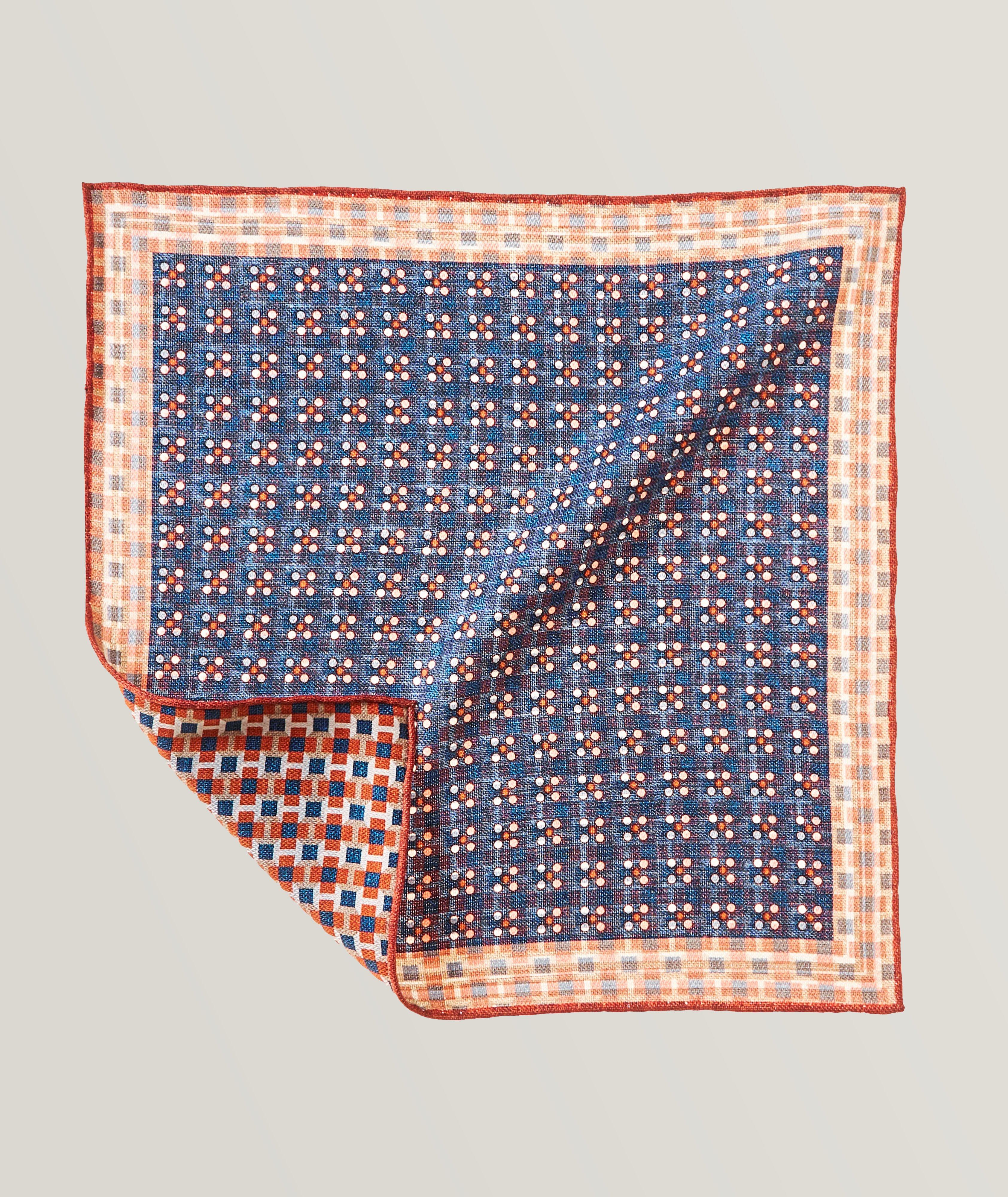 Geometric Patterned Trim Silk Pocket Square image 0