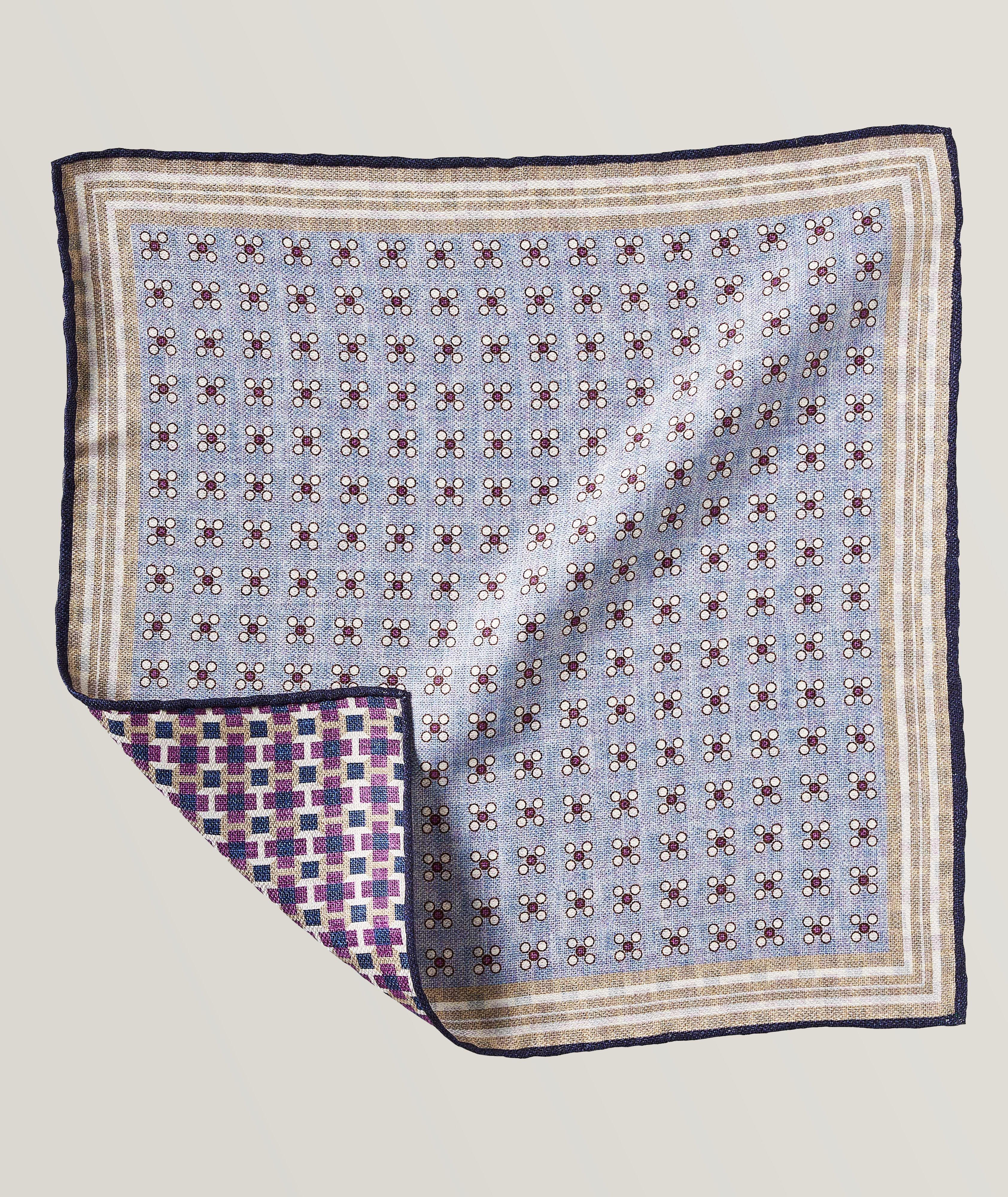 Geometric Patterned Trim Silk Pocket Square image 0